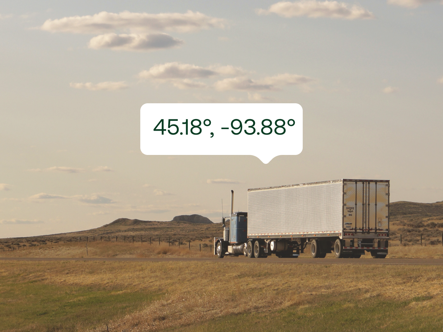 Coordinates showing a freight truck's position