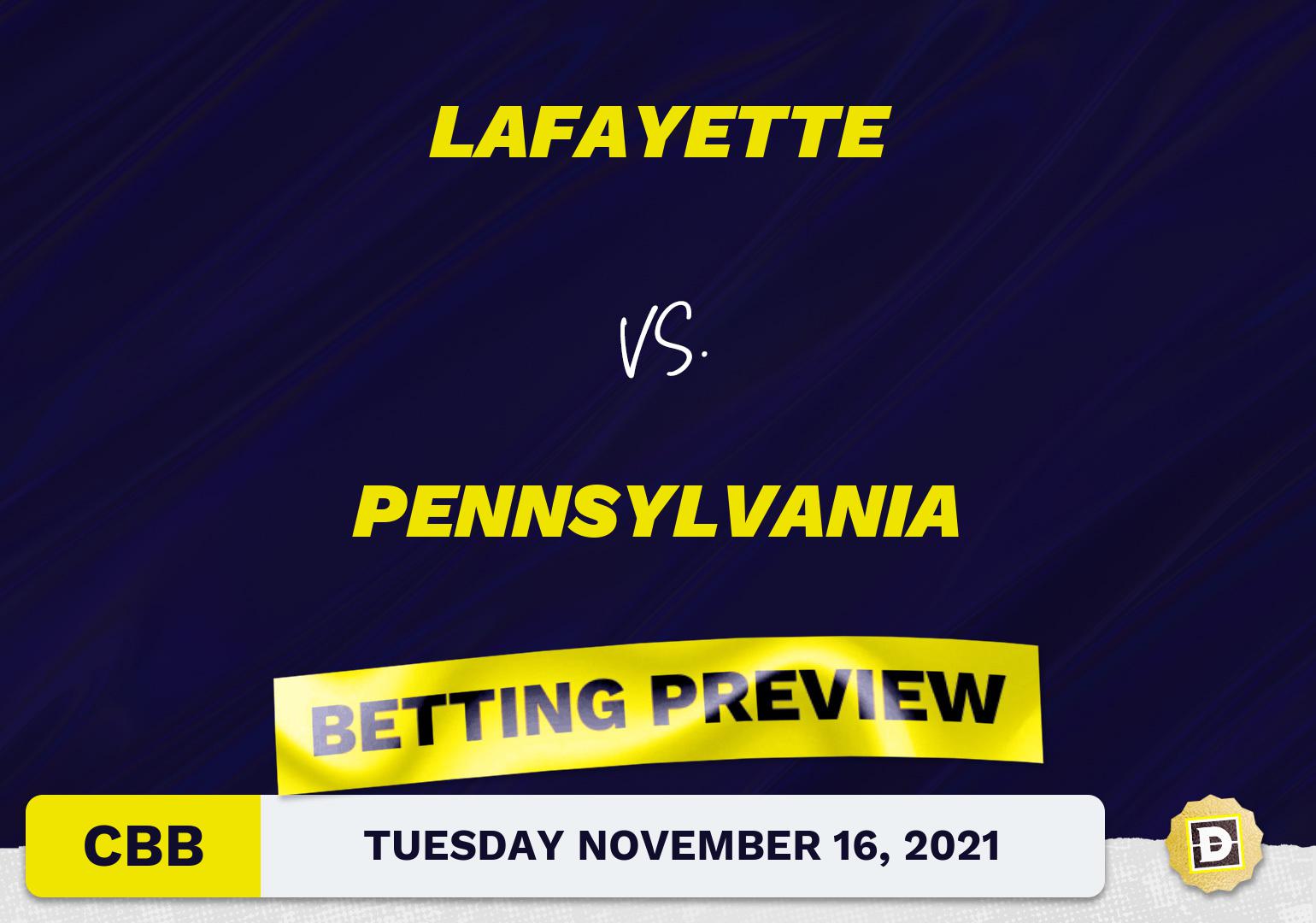 Lafayette vs. Pennsylvania CBB Predictions and Odds - Nov 16, 2021