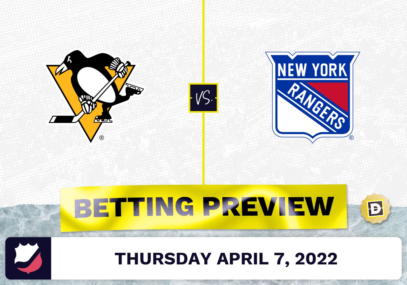 Penguins vs. Rangers Prediction and Odds - Apr 7, 2022