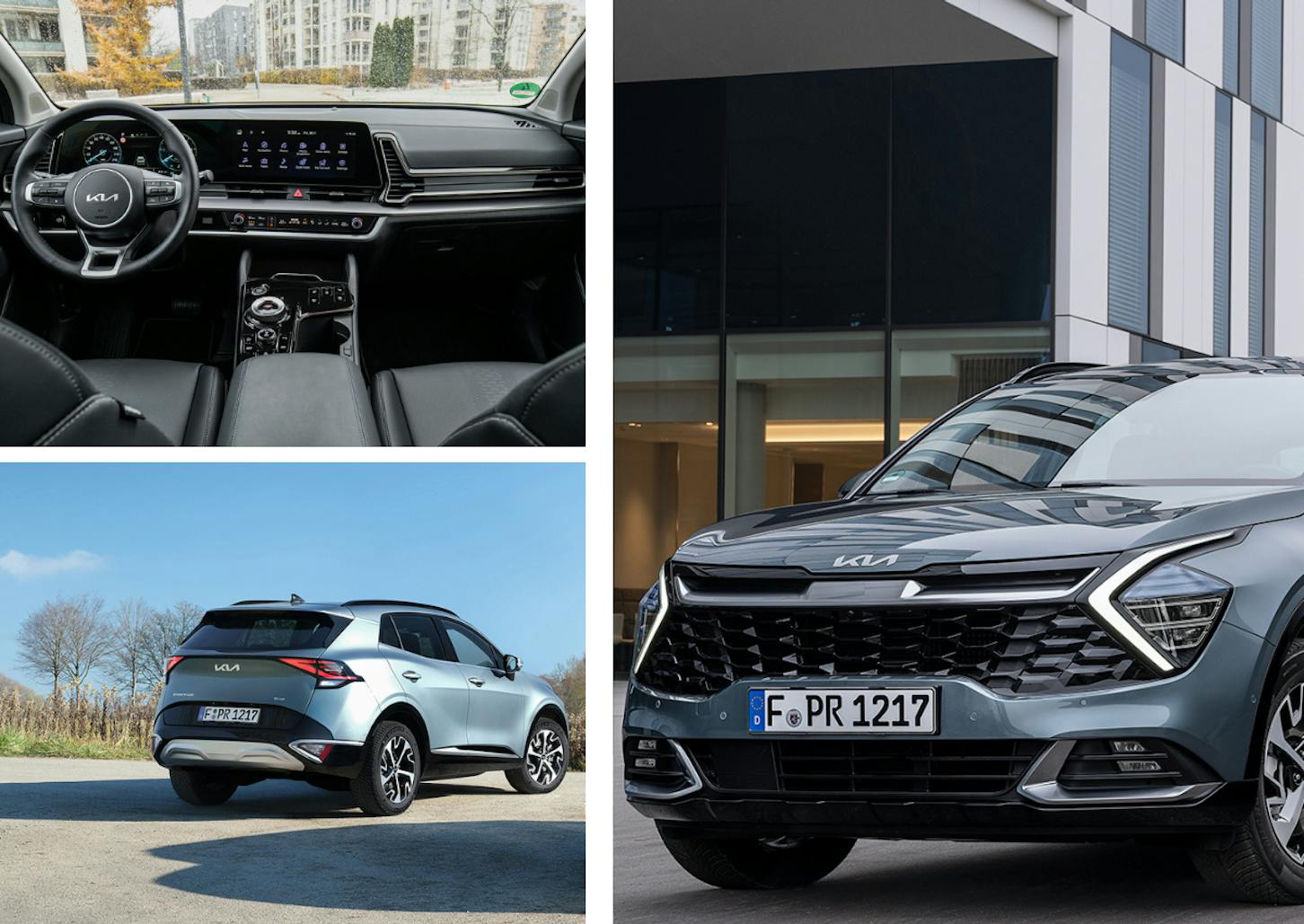 Das Interieur und Exterieur des Kia Sportage.
