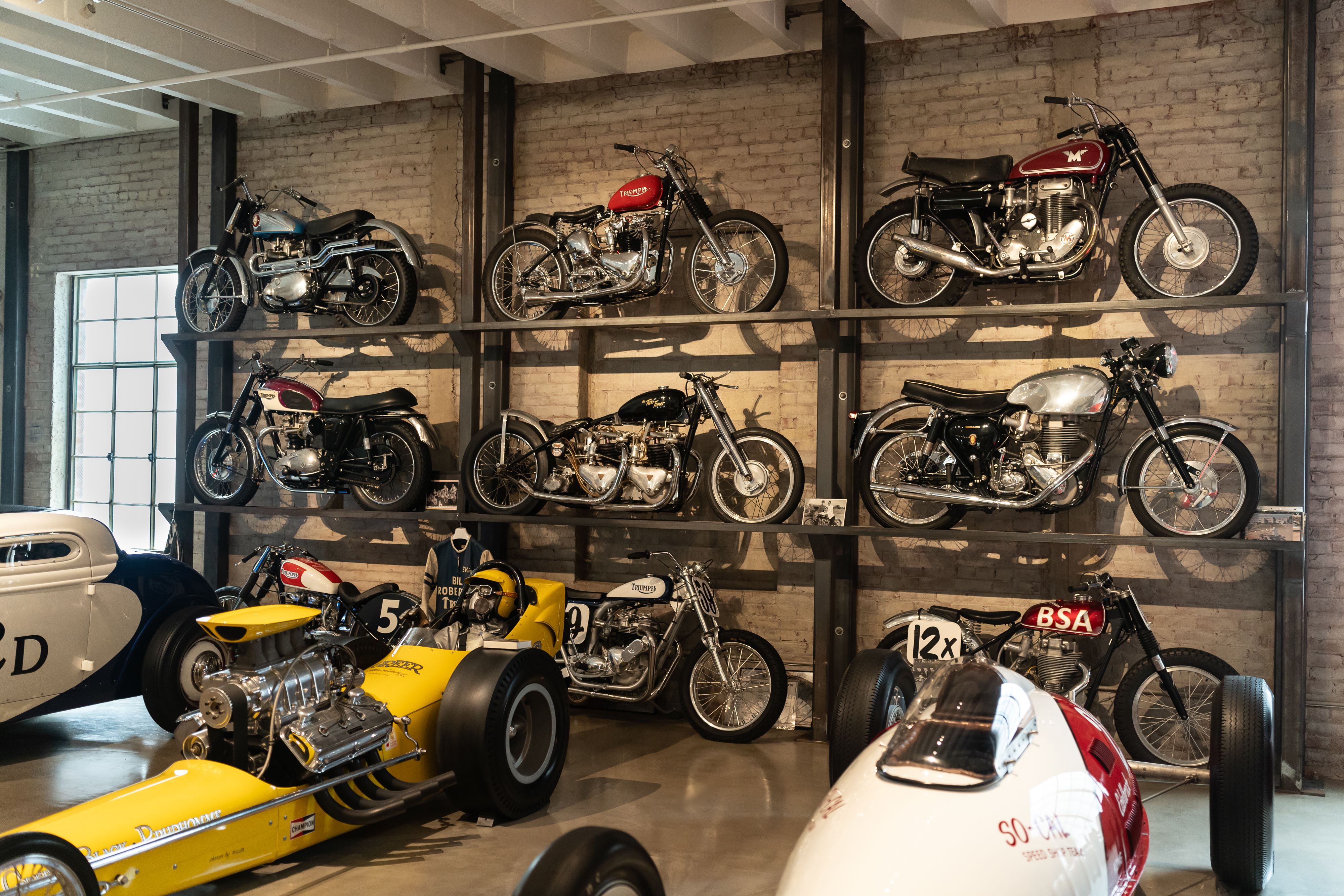 Bruce Meyer's collection of vintage motorcycles in Los Angeles.