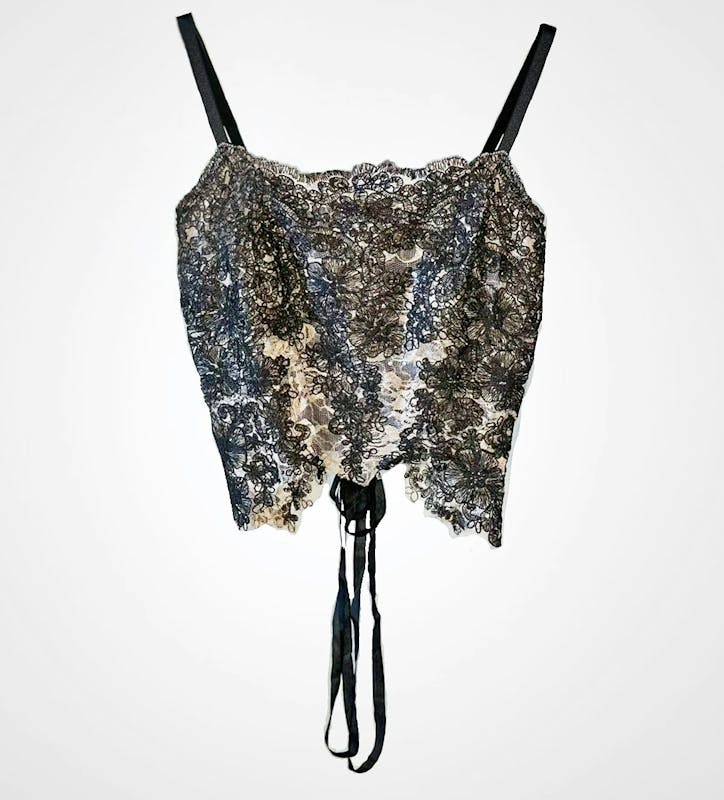 Black and pink lace corset