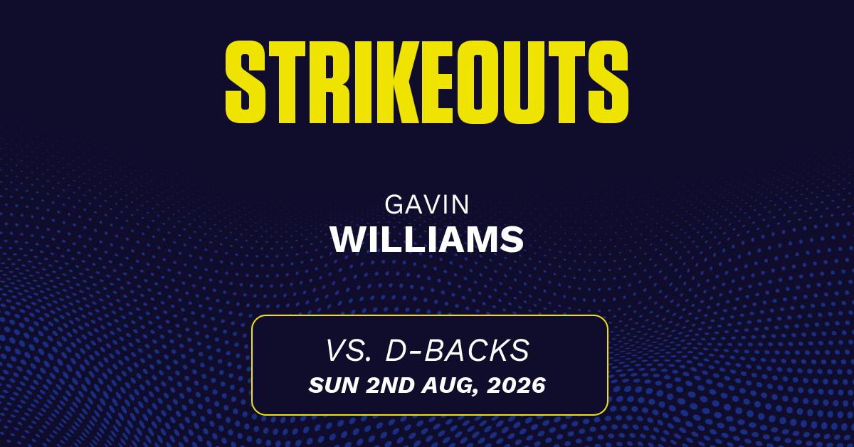 Gavin Williams projected stats for Sunday, August 2, 2026.