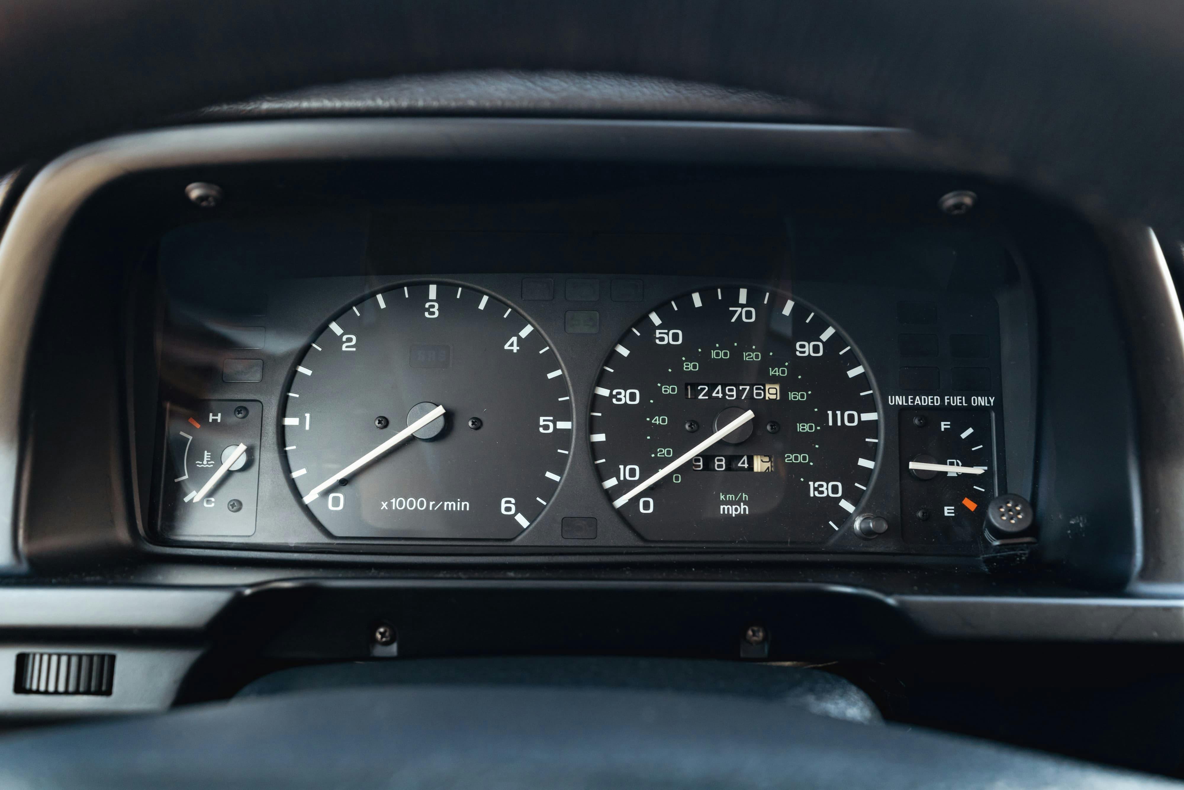 Gauge cluster on a 1995 White Land Rover Range Rover County Long Wheel Base in Austin, TX.