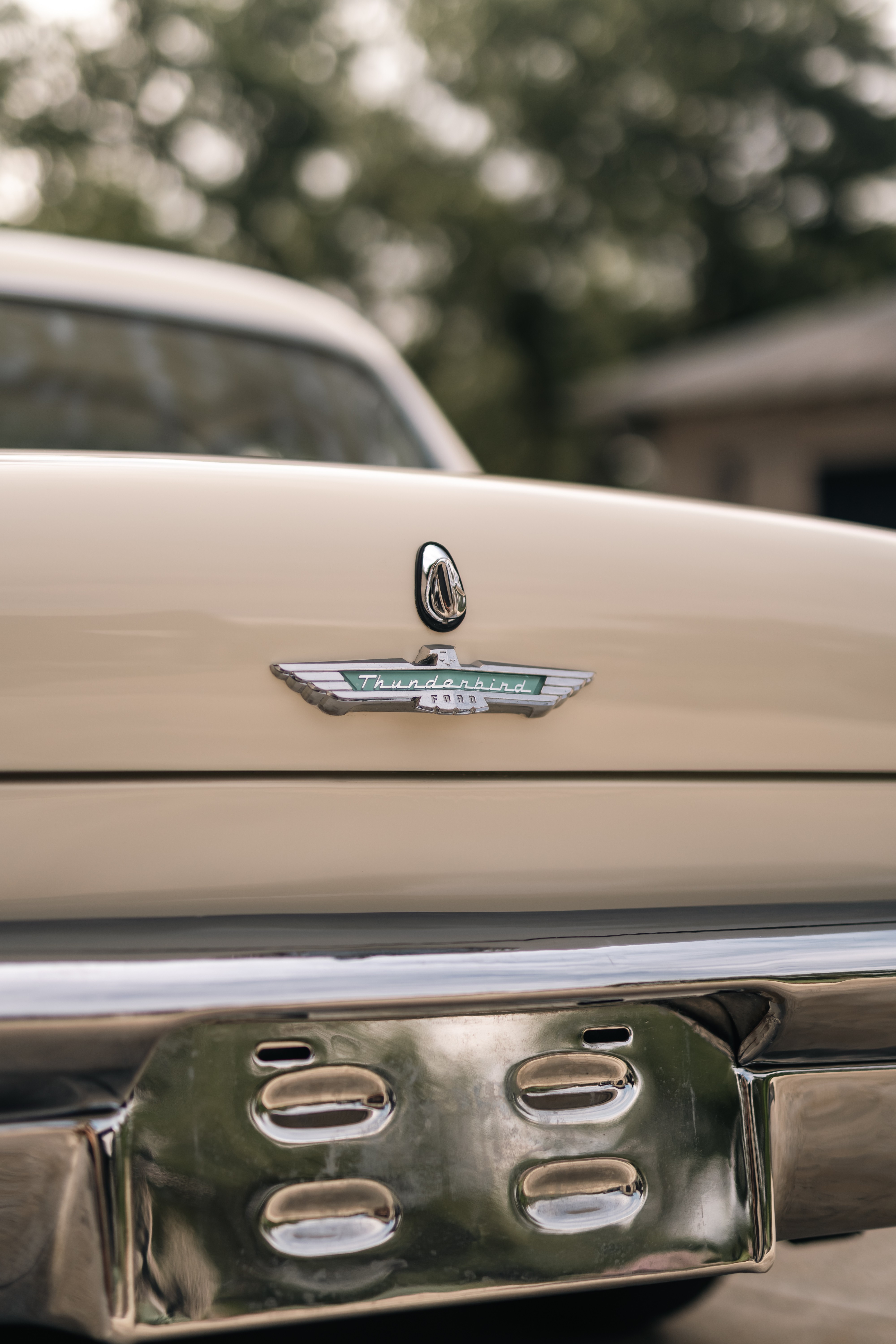 1957 Thunderbird in Colonial White shot in Austin, TX.