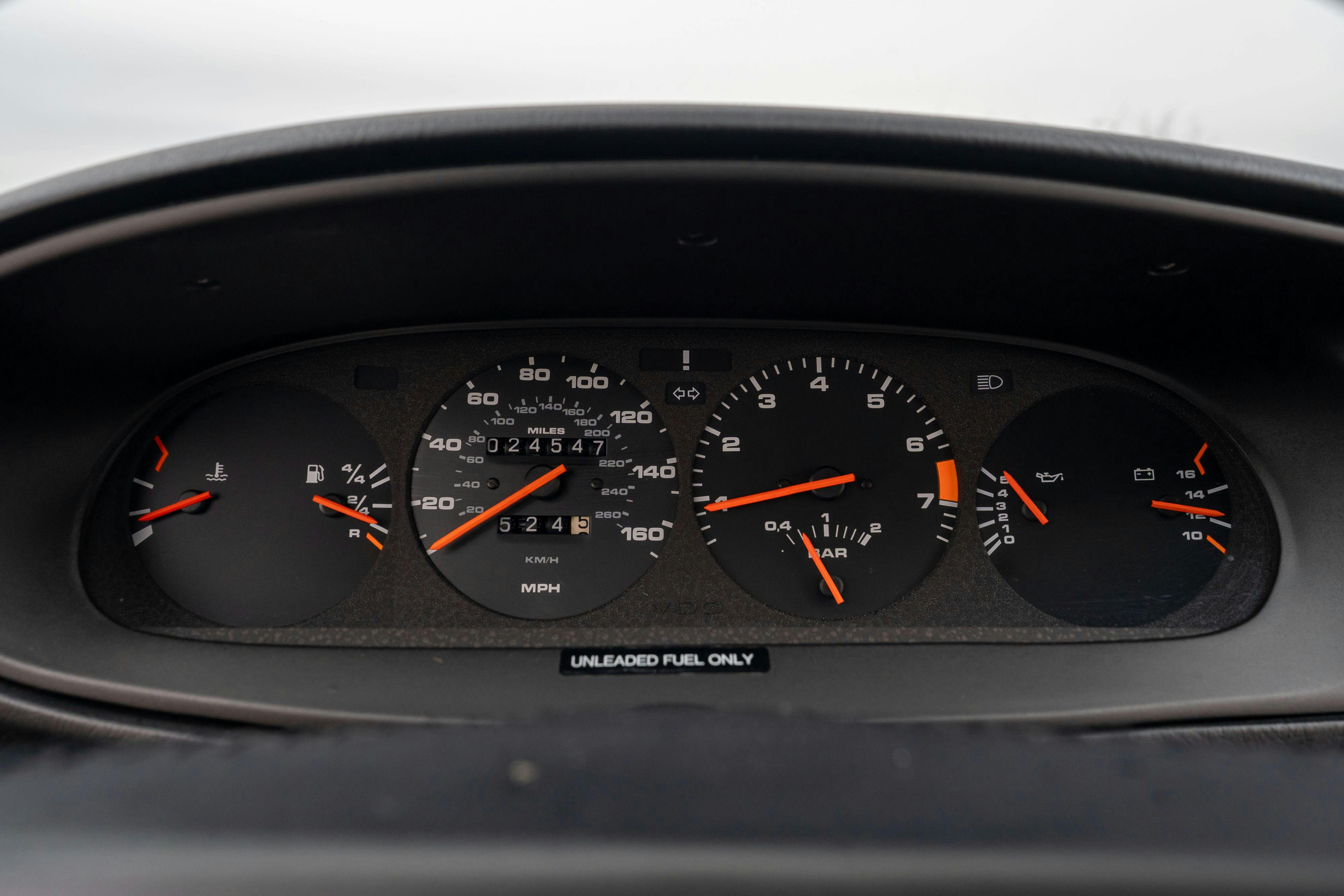 1986 Porsche 944 Turbo gauge cluster in Black on Black in Lakeway, TX.