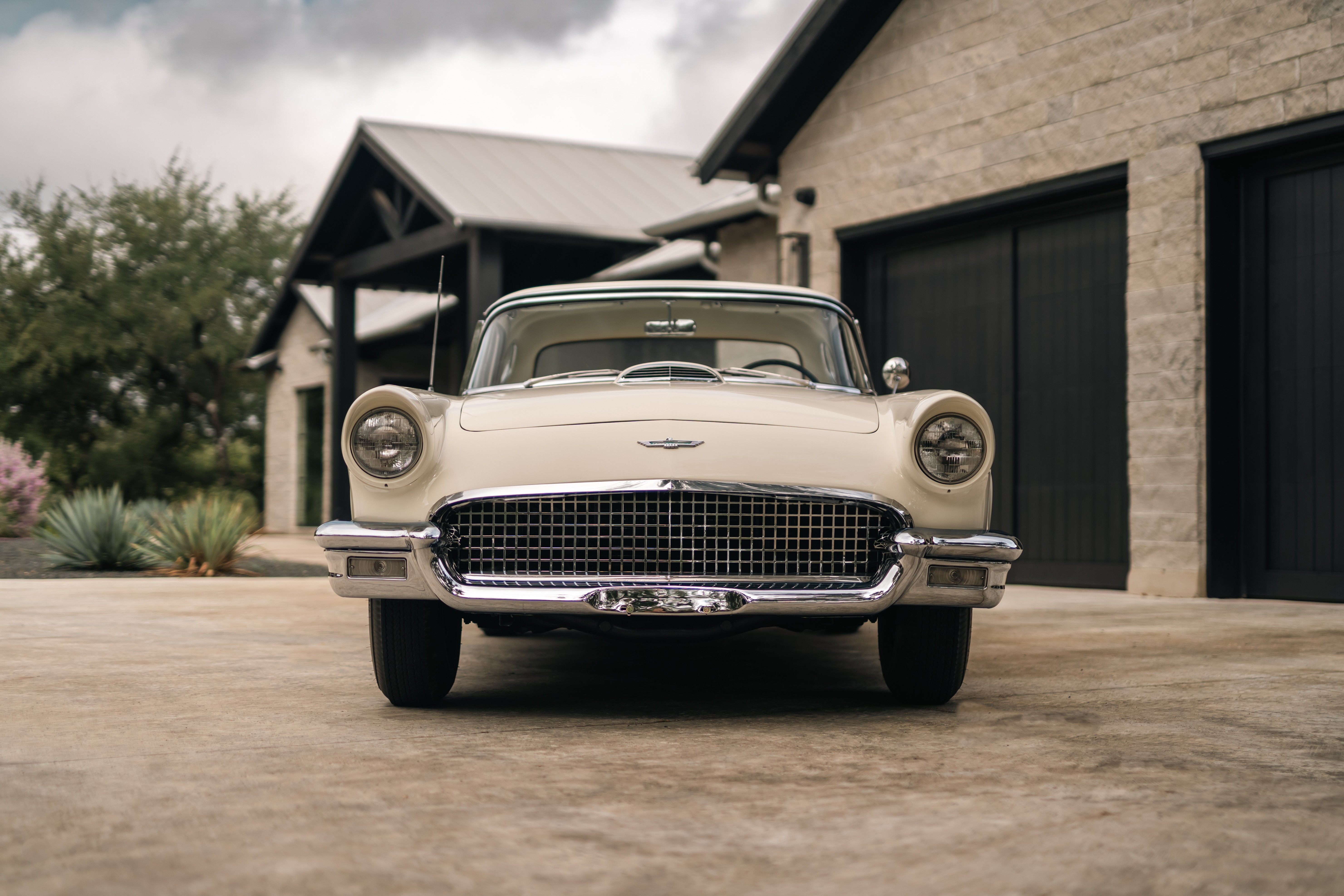 1957 Thunderbird in Colonial White shot in Austin, TX.