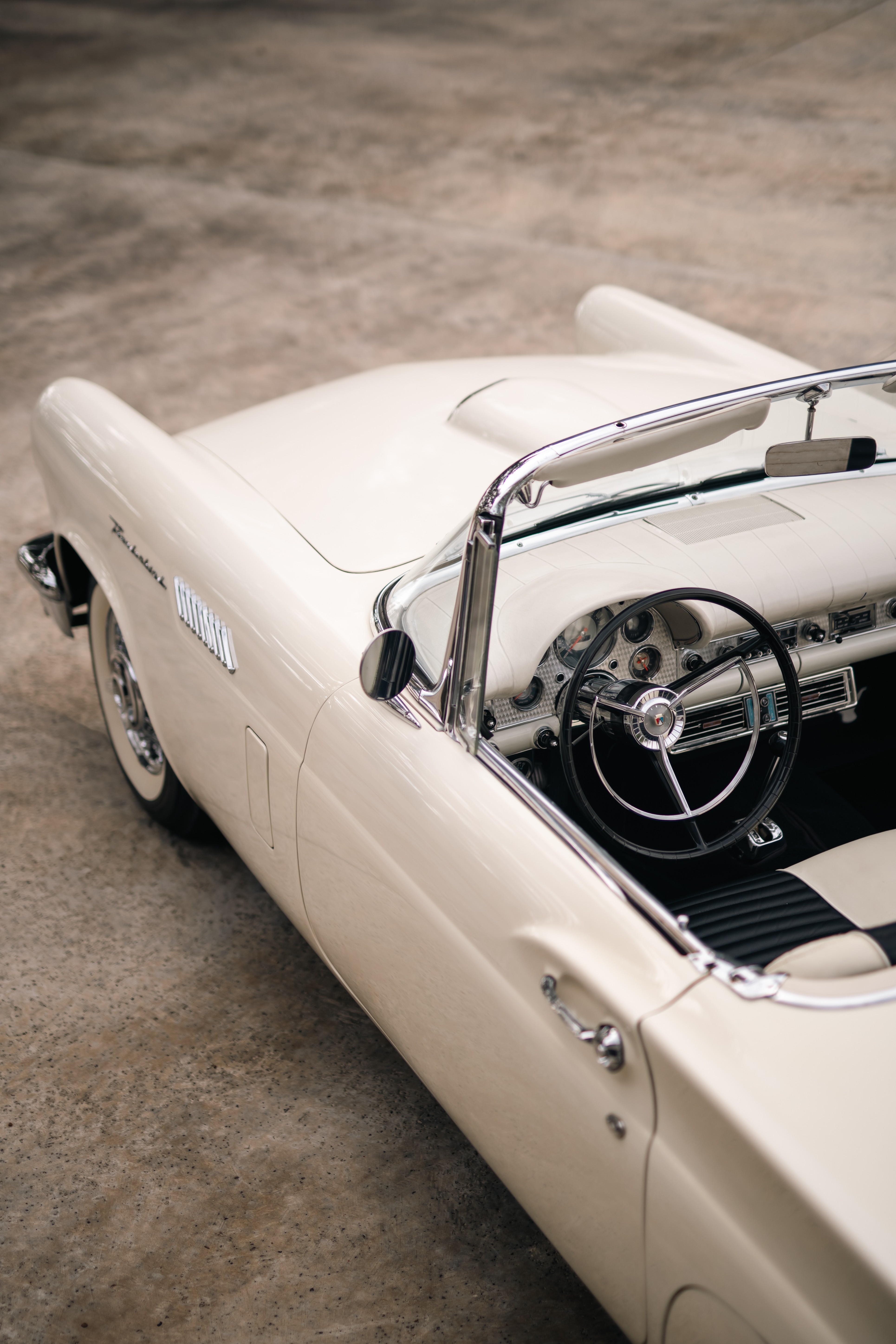 1957 Thunderbird in Colonial White shot in Austin, TX.