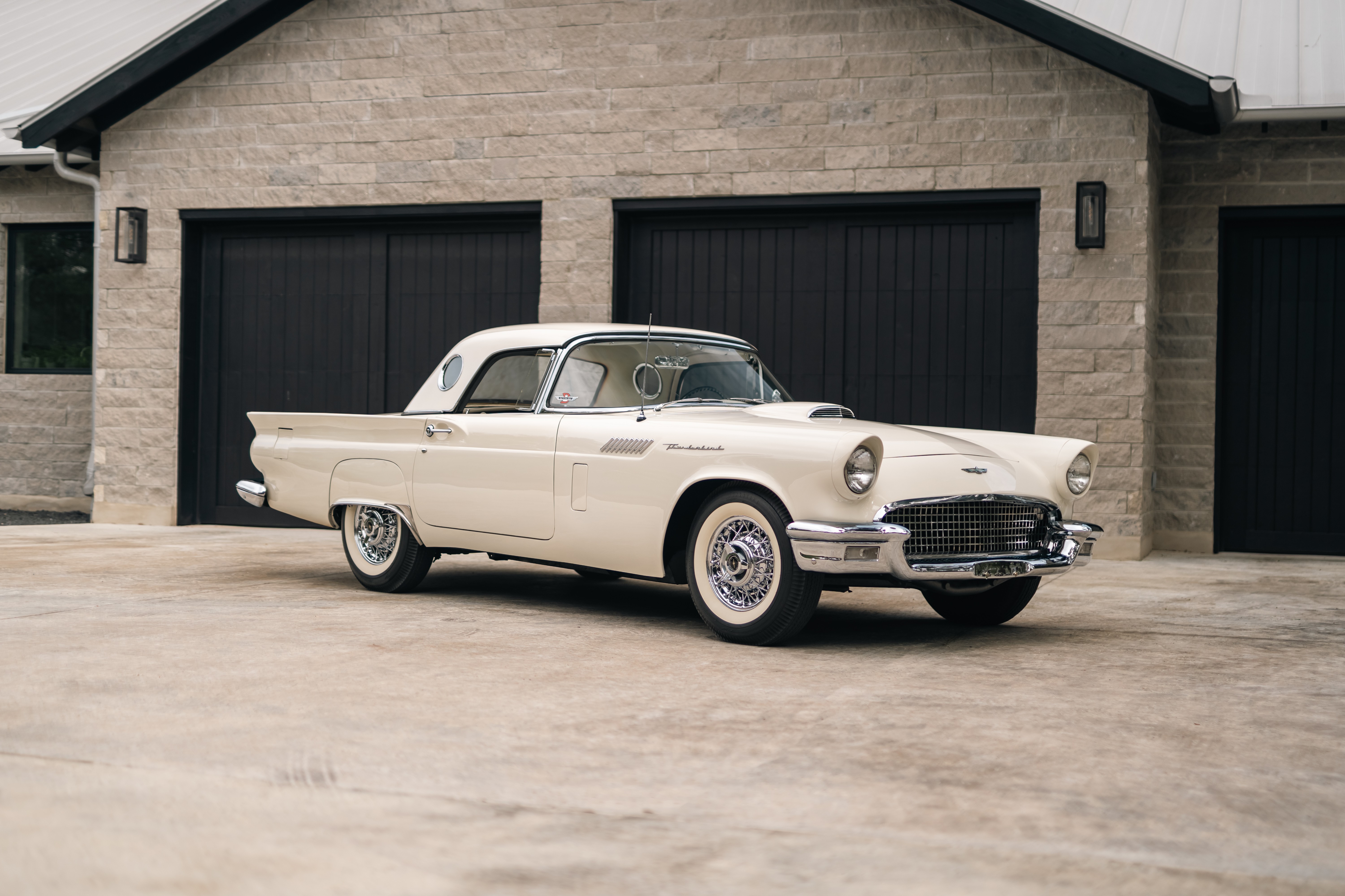 1957 Thunderbird in Colonial White shot in Austin, TX.