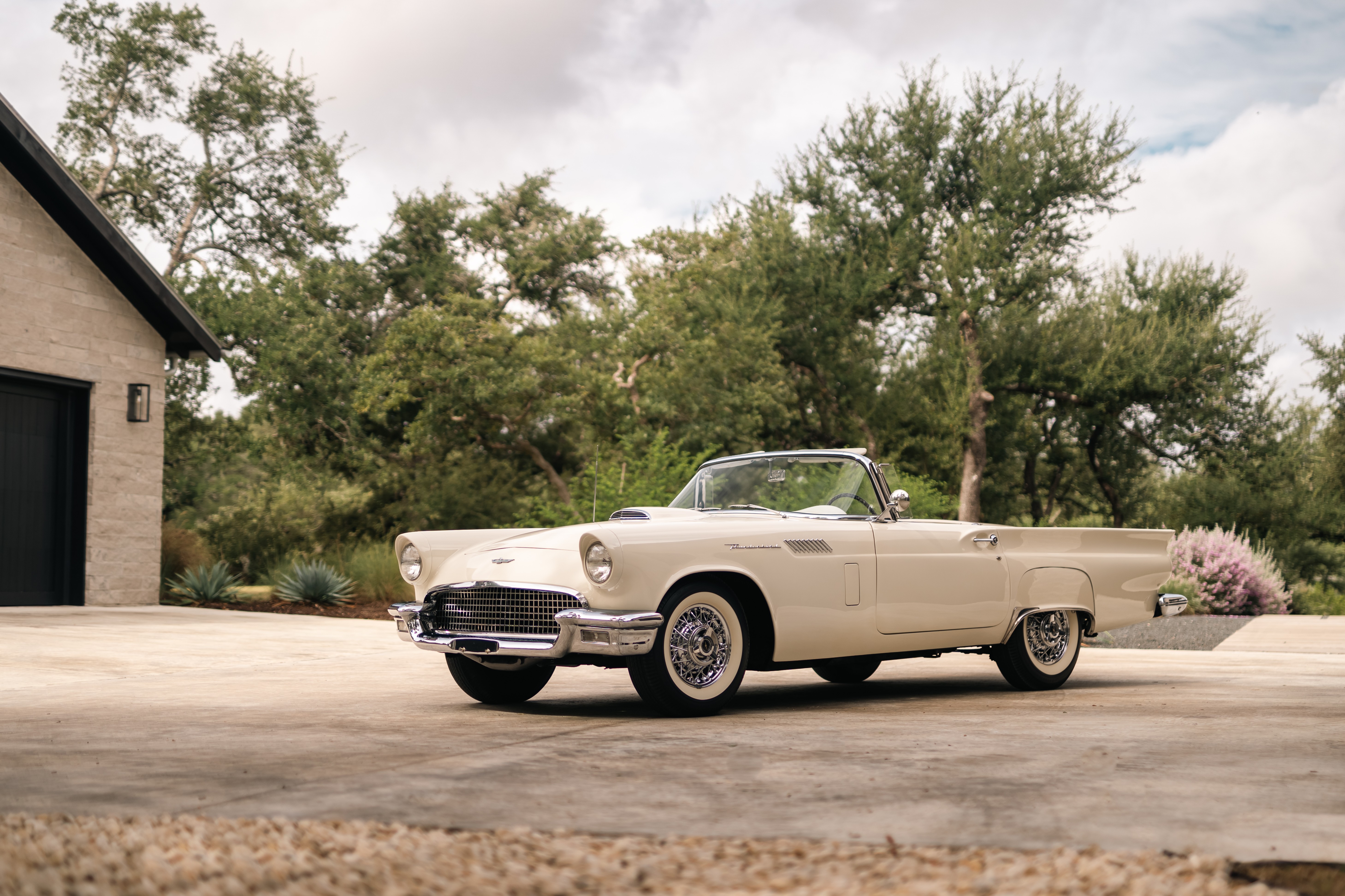 1957 Thunderbird in Colonial White shot in Austin, TX.