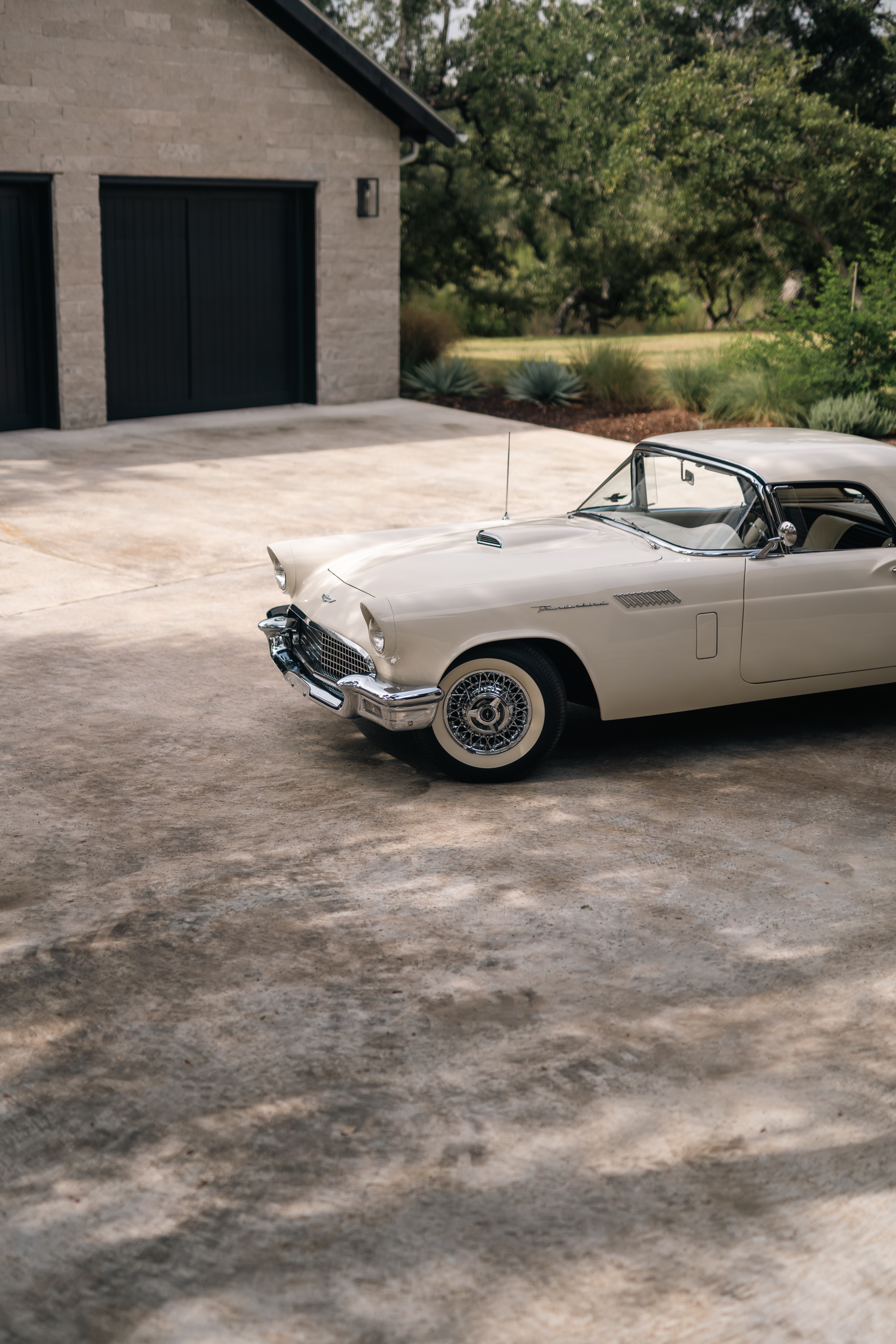 1957 Thunderbird in Colonial White shot in Austin, TX.