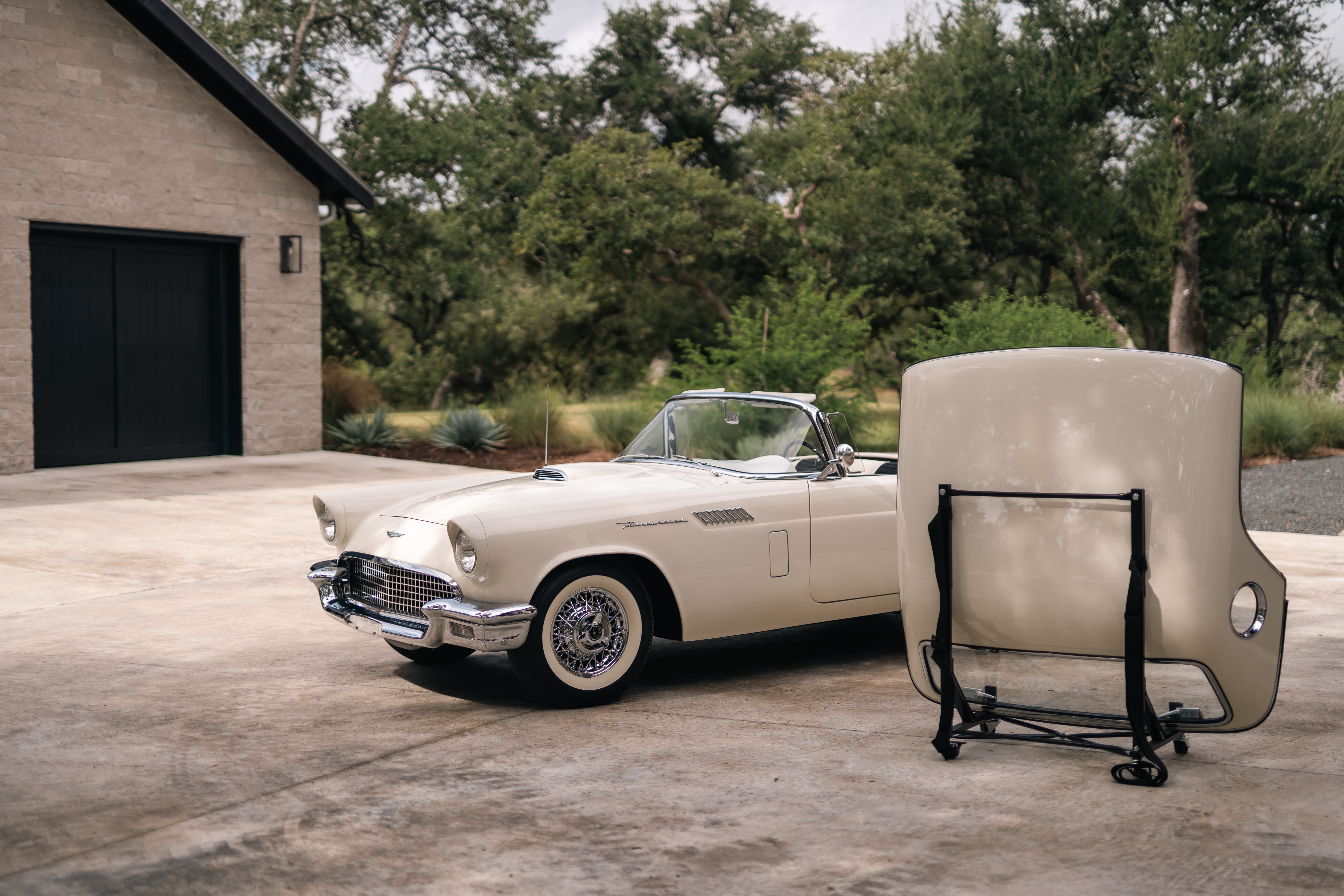 1957 Thunderbird in Colonial White shot in Austin, TX.