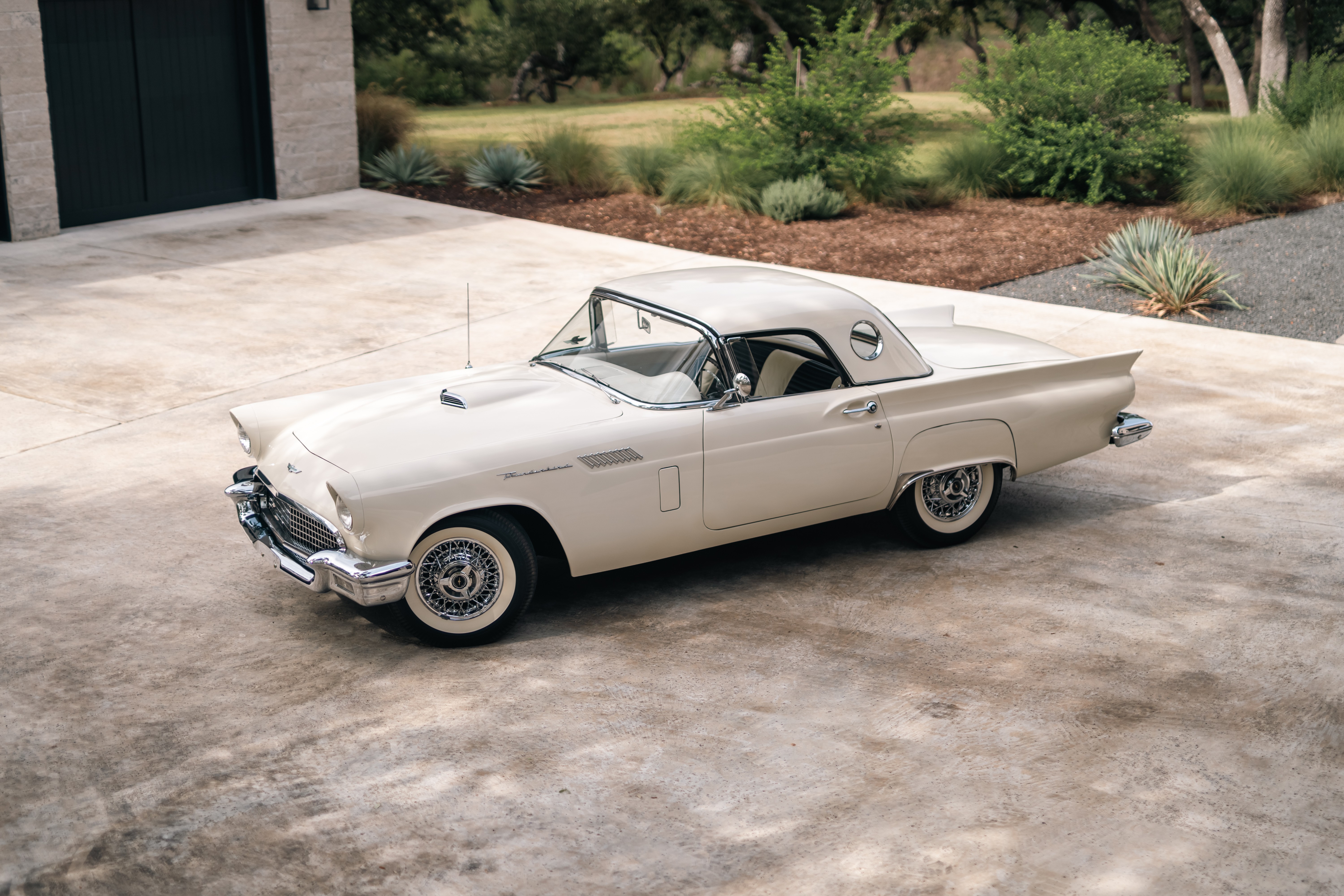 1957 Thunderbird in Colonial White shot in Austin, TX.