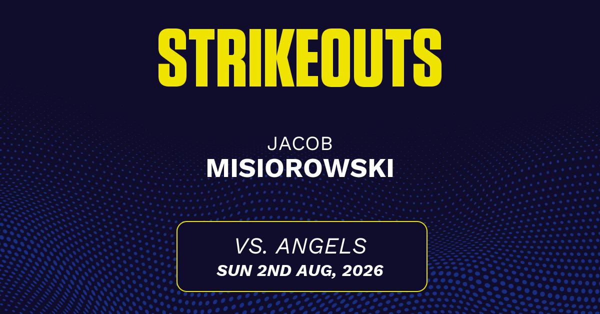 Jacob Misiorowski projected stats for Sunday, August 2, 2026.