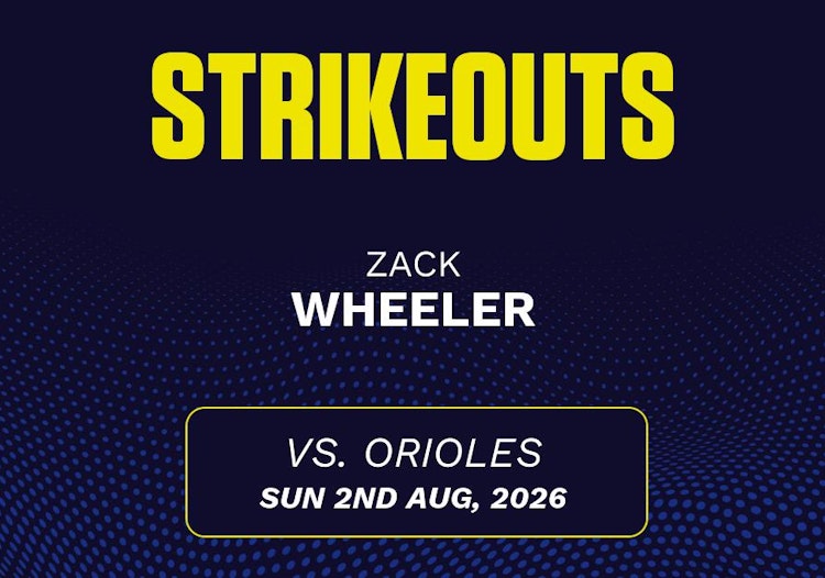 Zack Wheeler projected stats for Sunday, August 2, 2026.