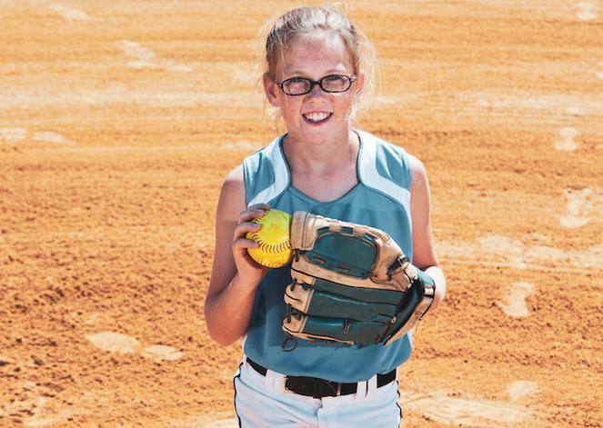 Young female softball player