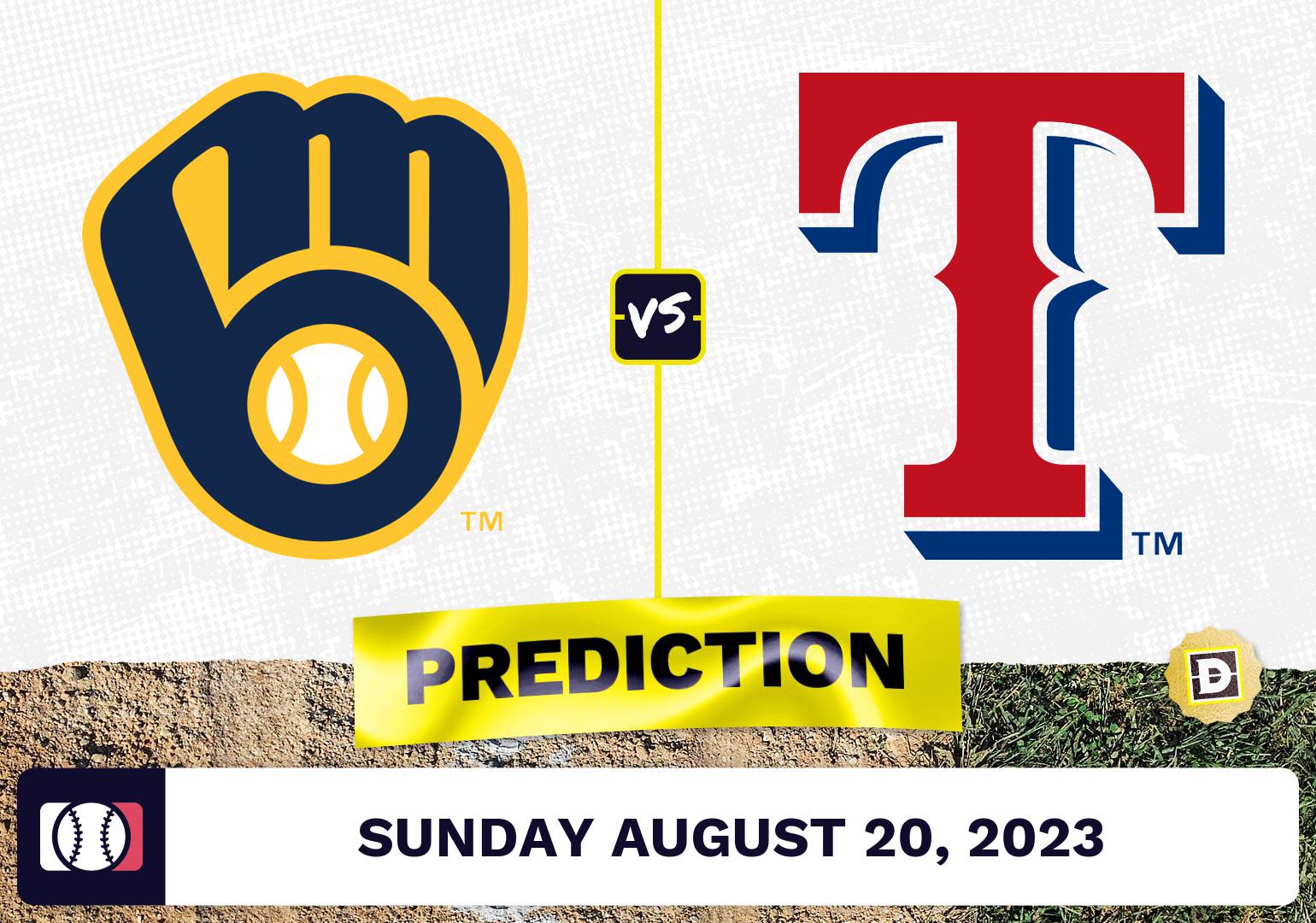 Brewers vs. Rangers Prediction for MLB Sunday [8/20/2023]