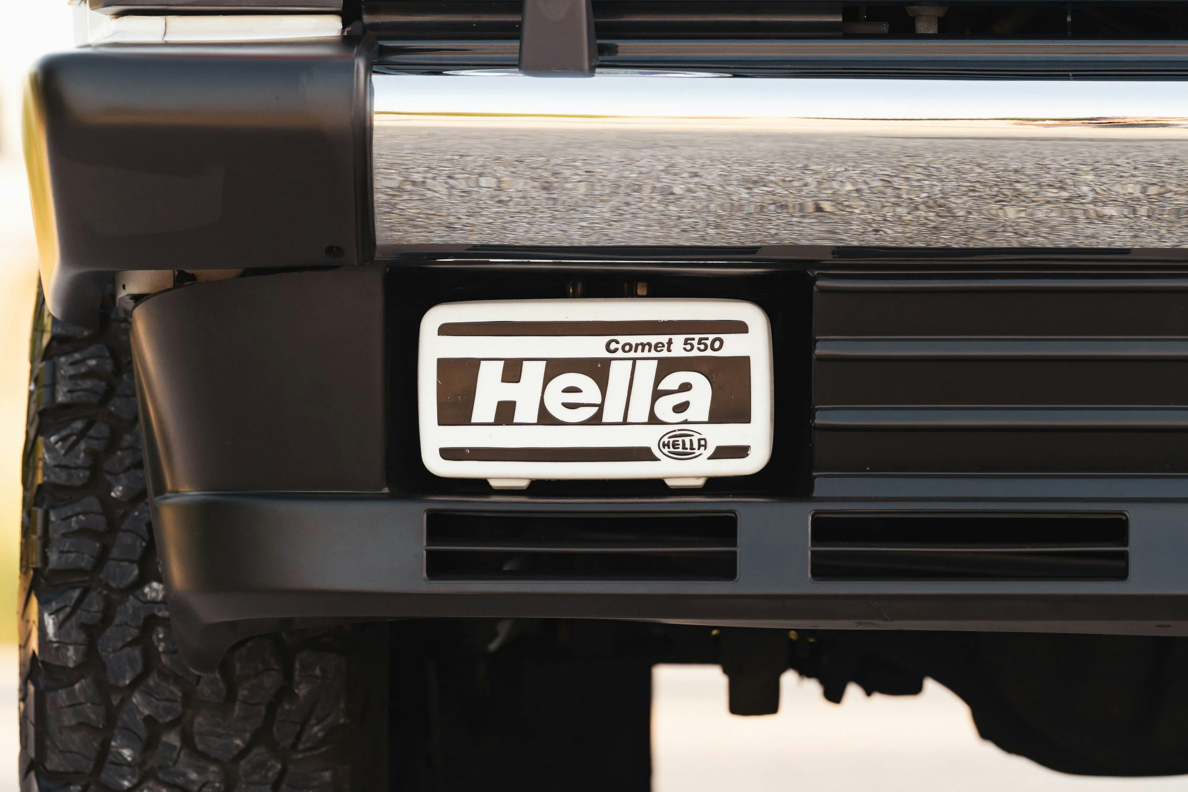 Lighting on a 1995 White Land Rover Range Rover County Long Wheel Base in Austin, TX.