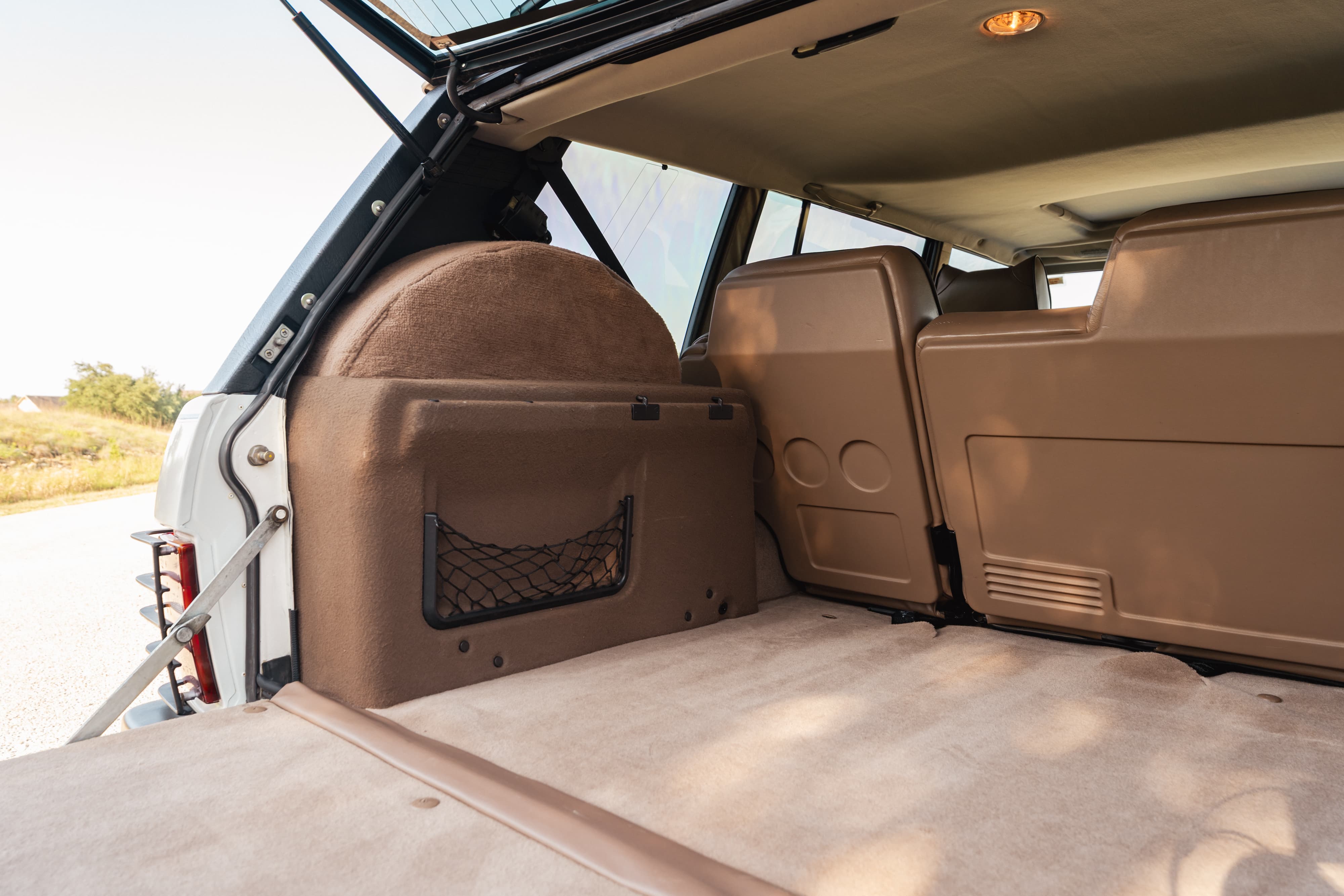 Interior of a 1995 White Land Rover Range Rover County Long Wheel Base in Austin, TX.