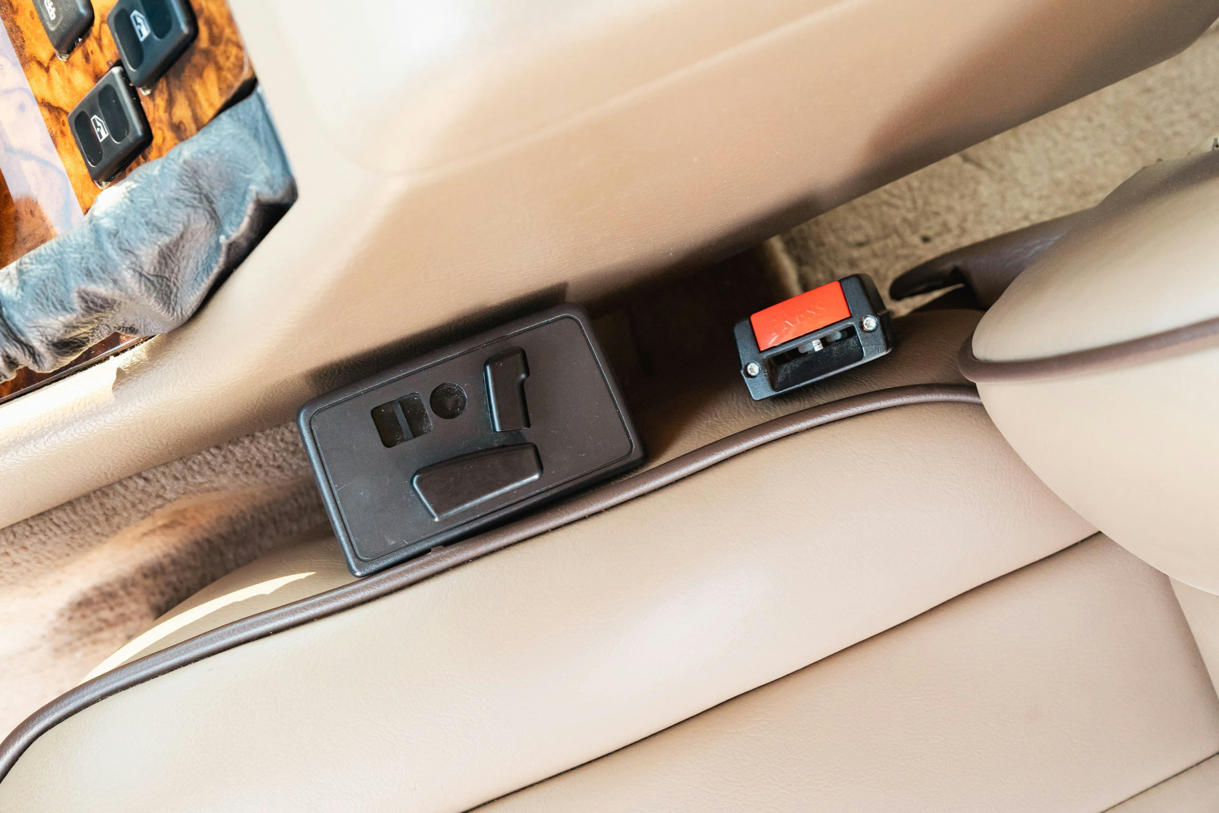 Interior of a 1995 White Land Rover Range Rover County Long Wheel Base in Austin, TX.