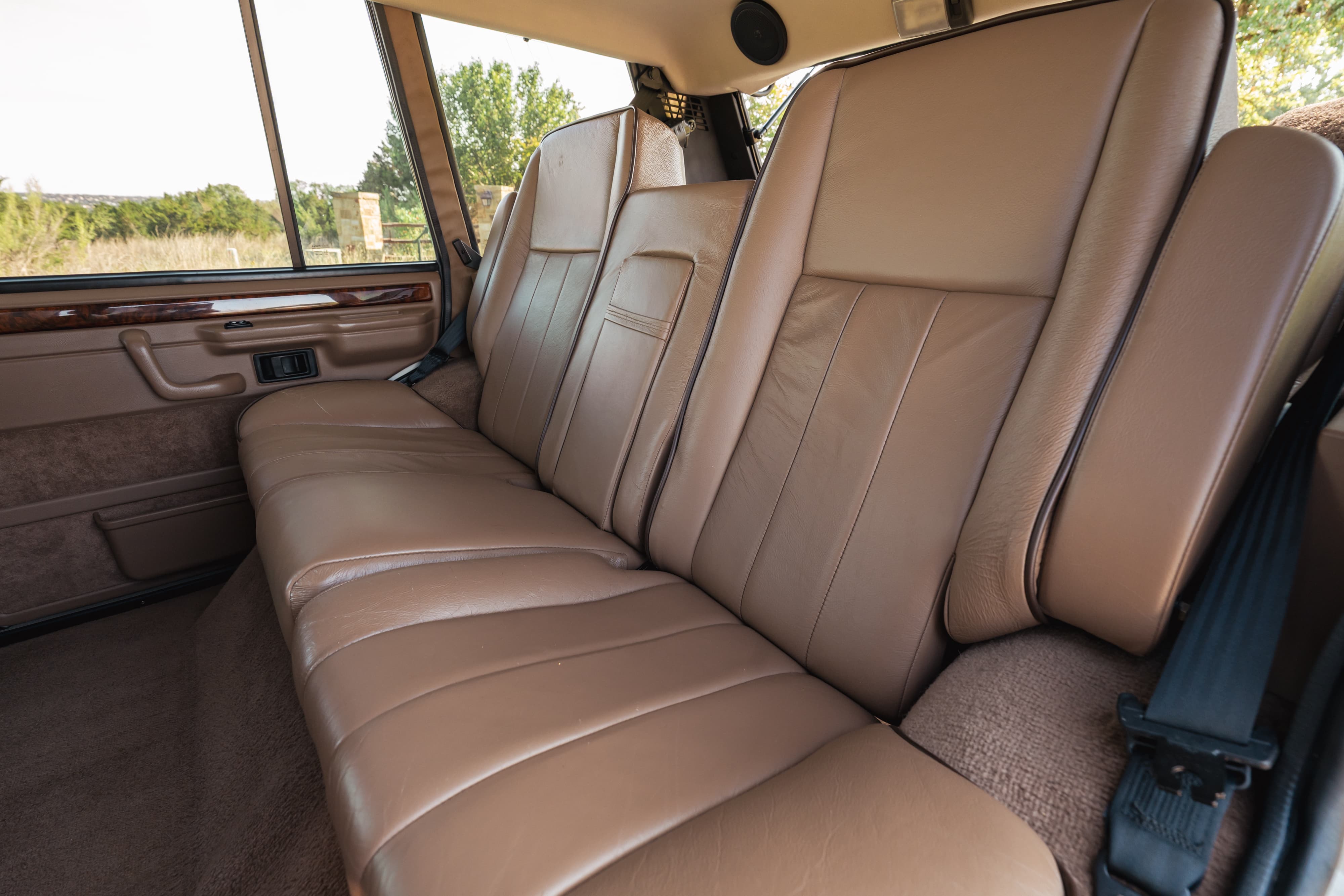 Interior of a 1995 White Land Rover Range Rover County Long Wheel Base in Austin, TX.