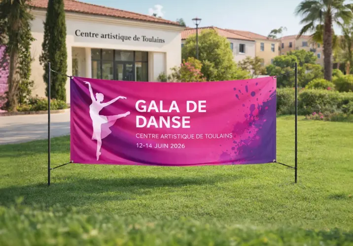 Bâche PVC laminée impression professionnelle avec oeillets et sandows