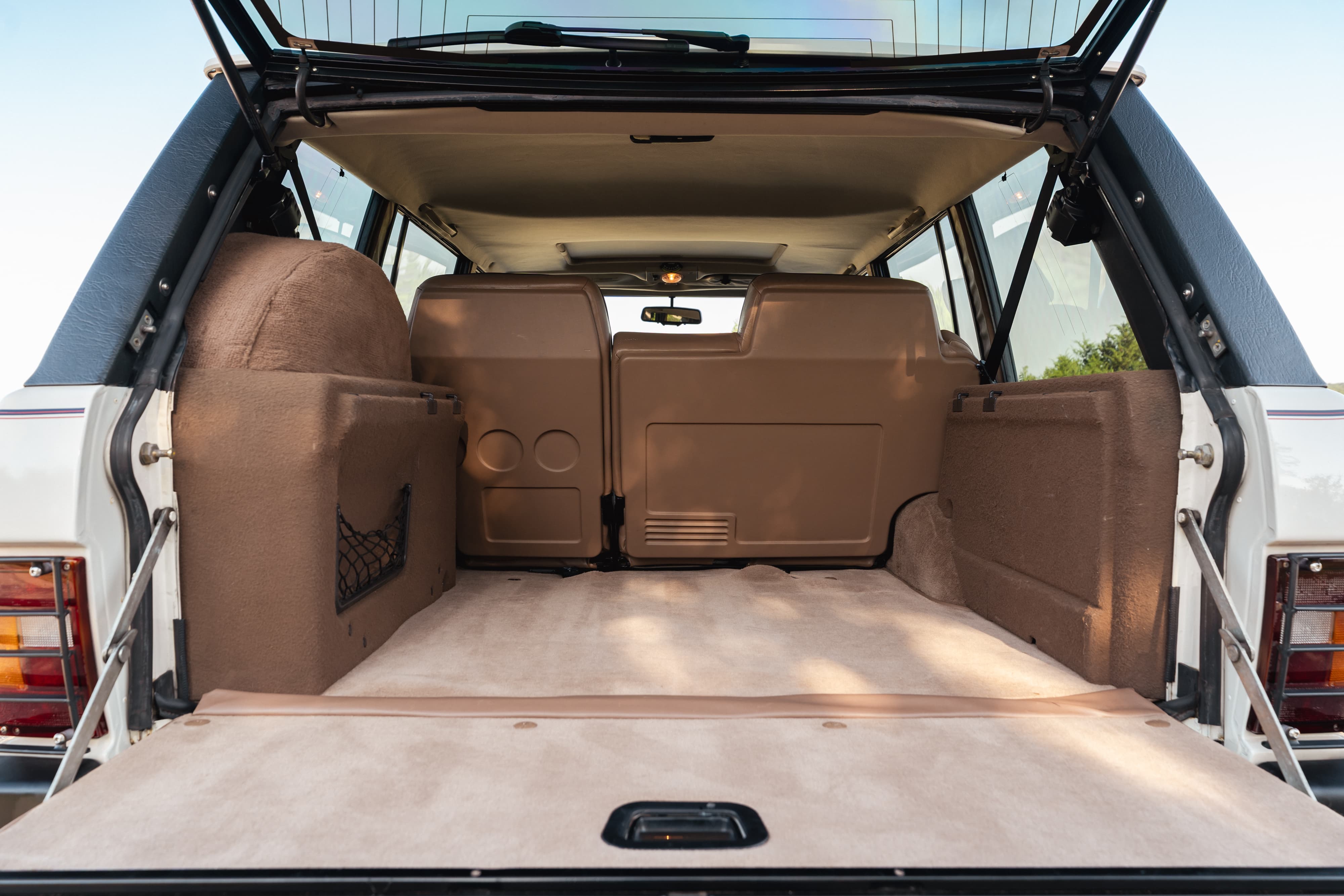Interior of a 1995 White Land Rover Range Rover County Long Wheel Base in Austin, TX.