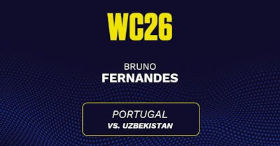 Bruno Fernandes' predicted stats vs. Uzbekistan, including anytime goal projection