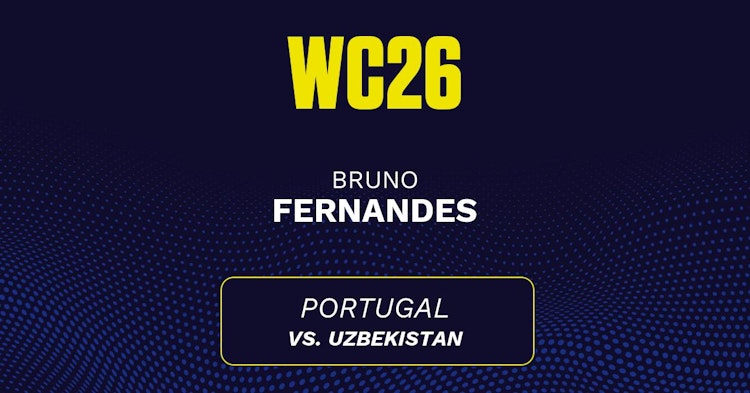 Bruno Fernandes projected stats for Tuesday, June 23, 2026.