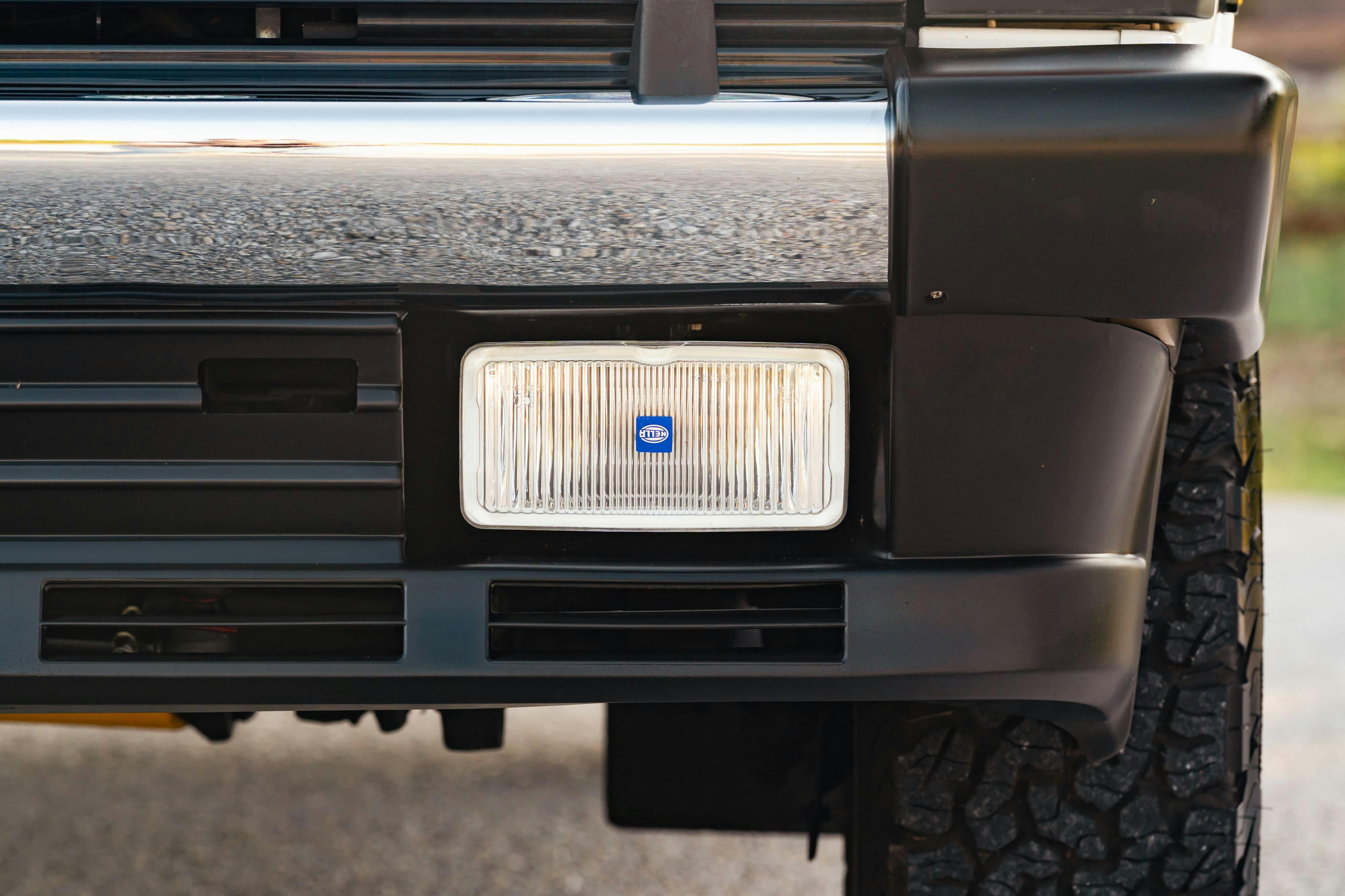 Lighting on a 1995 White Land Rover Range Rover County Long Wheel Base in Austin, TX.