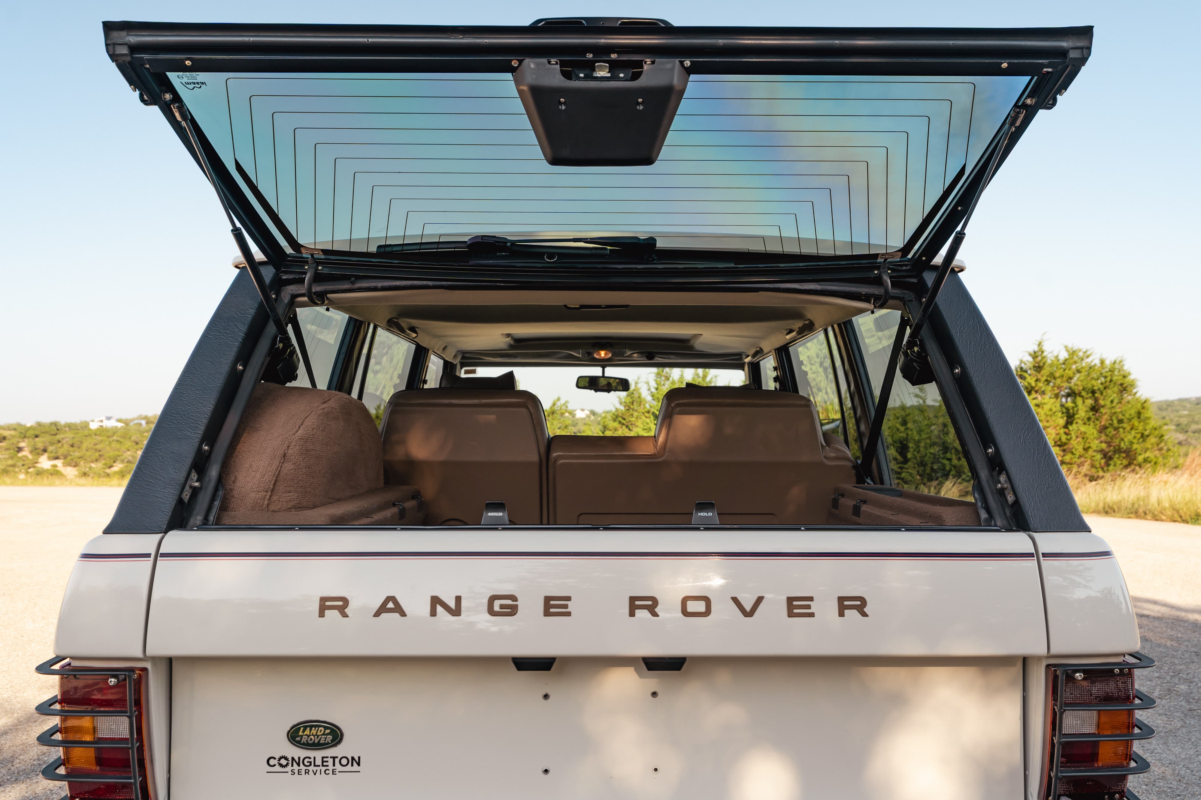 Interior of a 1995 White Land Rover Range Rover County Long Wheel Base in Austin, TX.