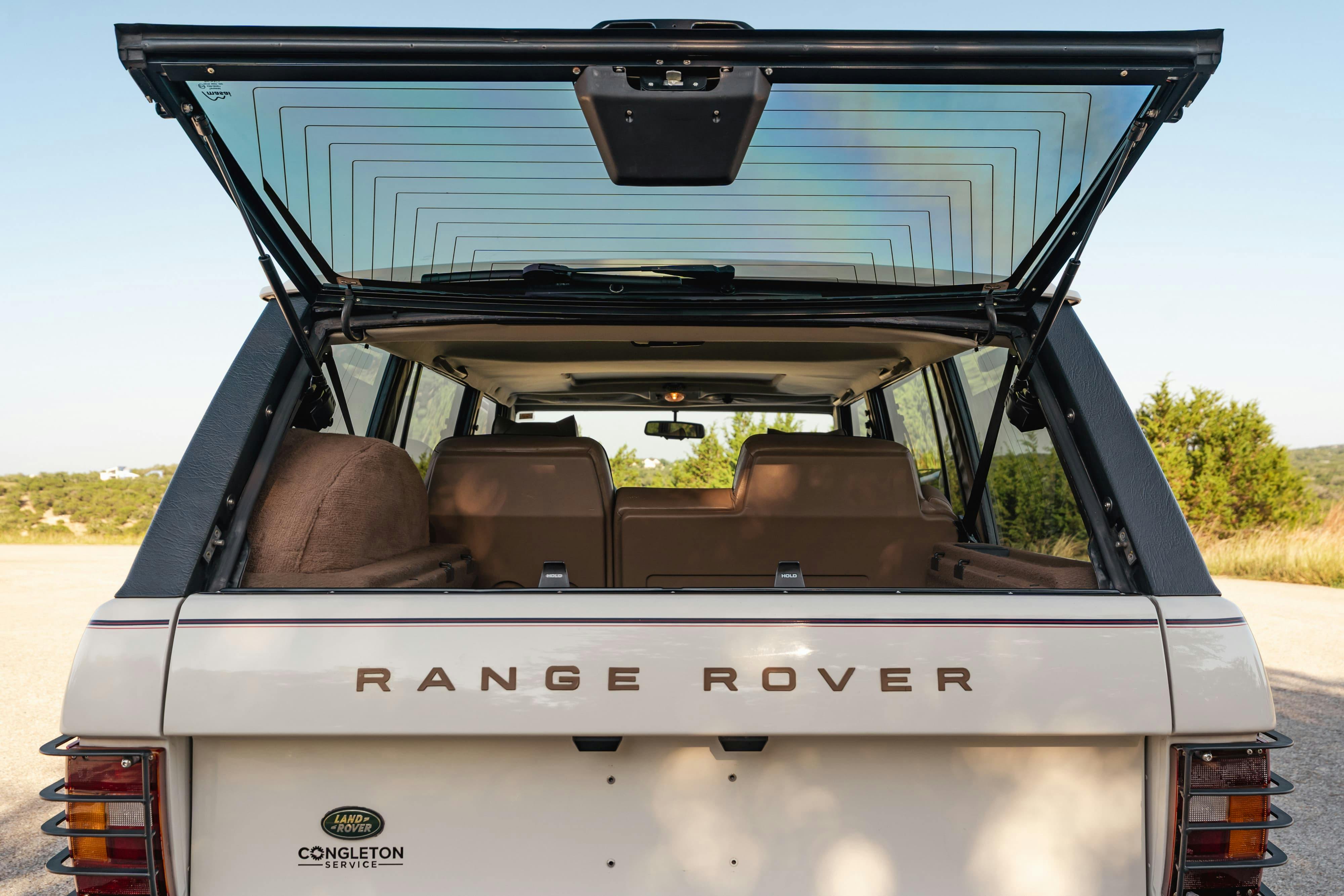 Interior of a 1995 White Land Rover Range Rover County Long Wheel Base in Austin, TX.