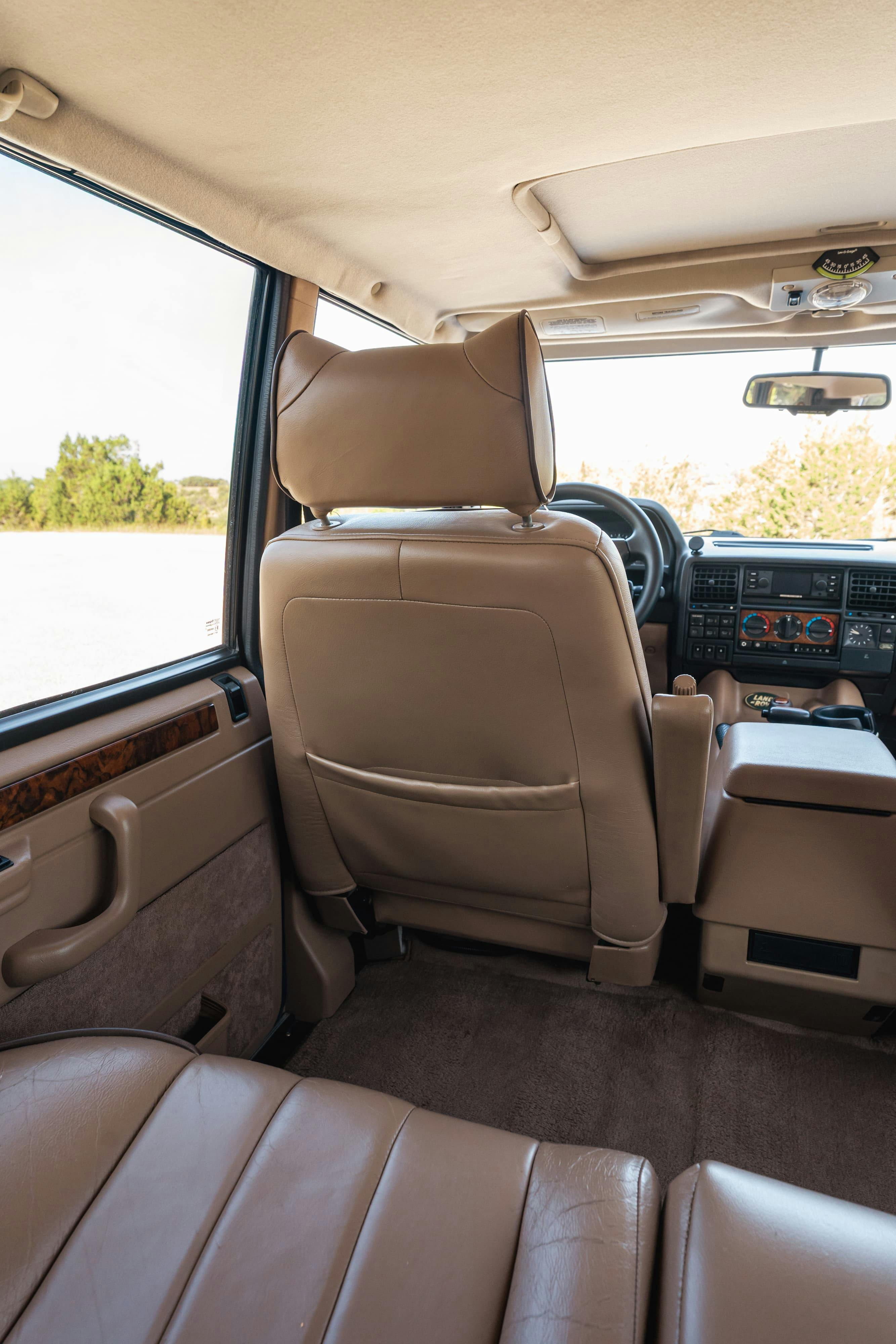 Interior of a 1995 White Land Rover Range Rover County Long Wheel Base in Austin, TX.