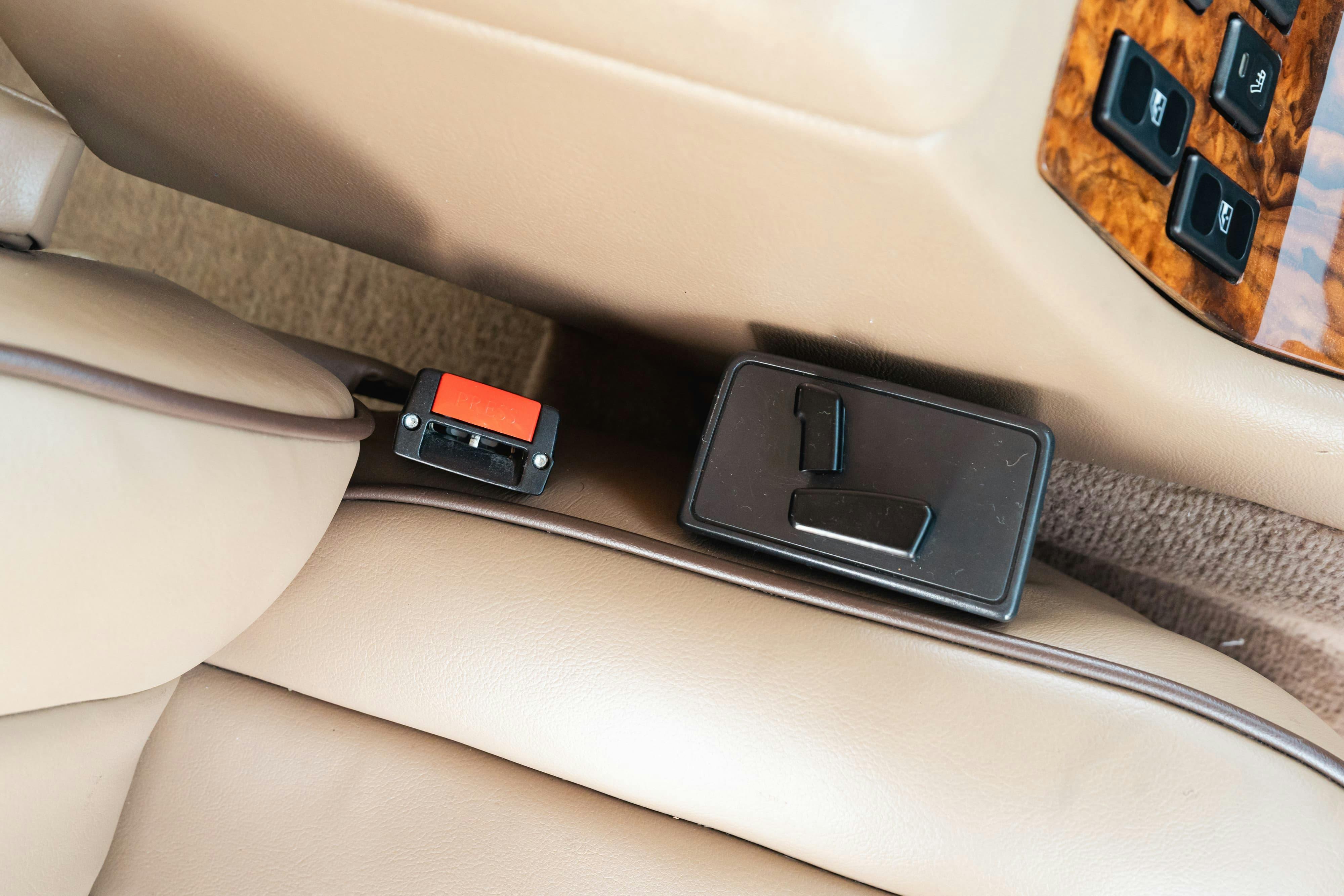 Interior of a 1995 White Land Rover Range Rover County Long Wheel Base in Austin, TX.