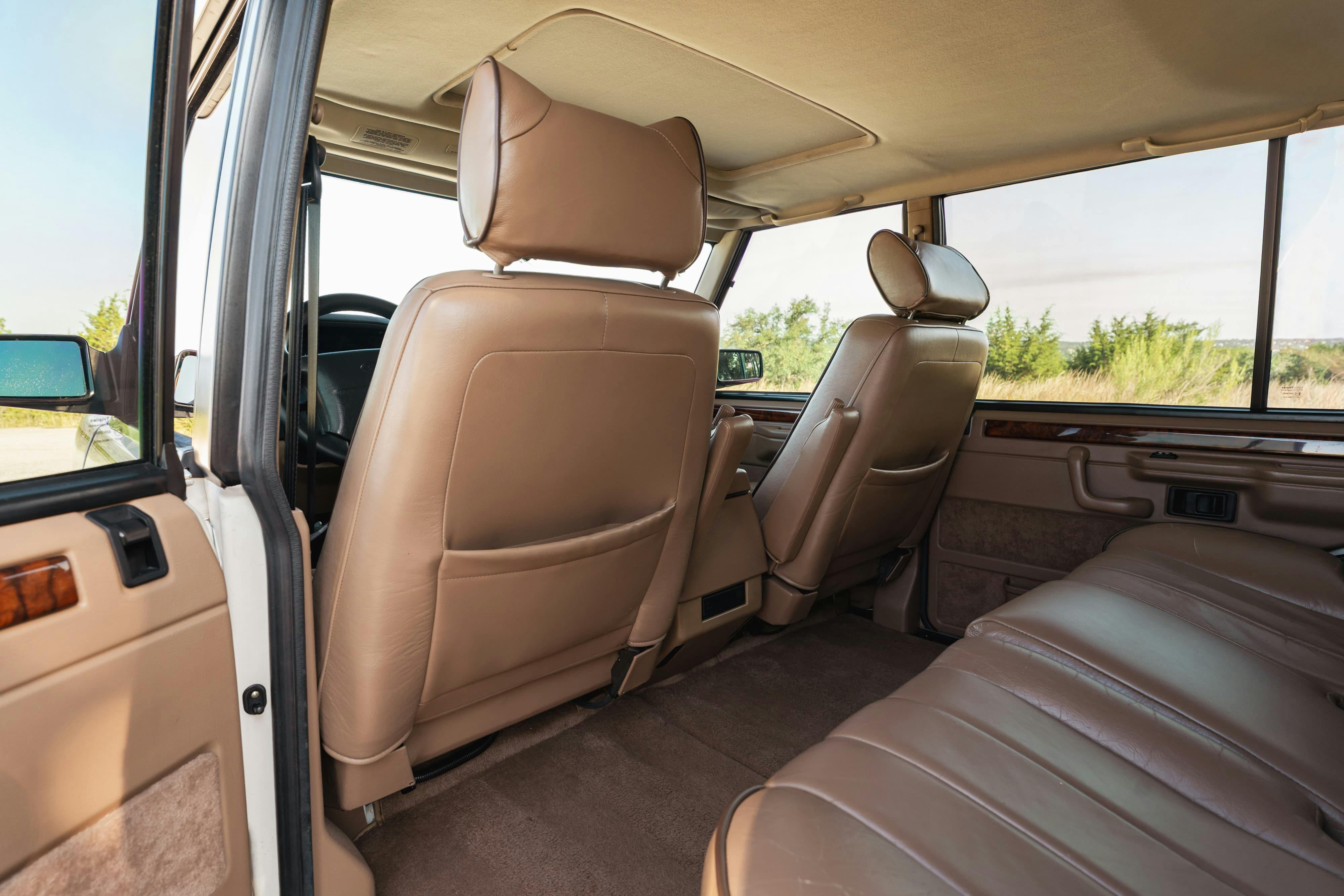 Interior of a 1995 White Land Rover Range Rover County Long Wheel Base in Austin, TX.