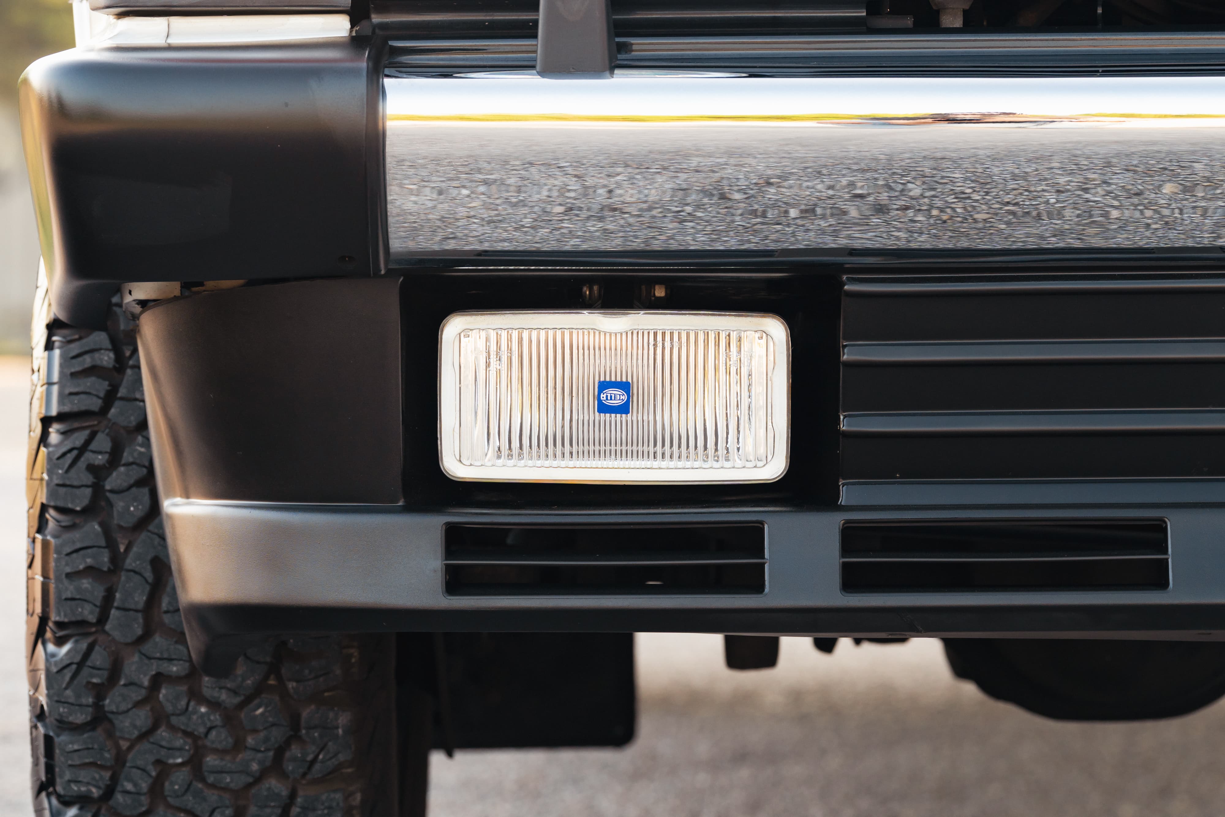 Lighting on a 1995 White Land Rover Range Rover County Long Wheel Base in Austin, TX.