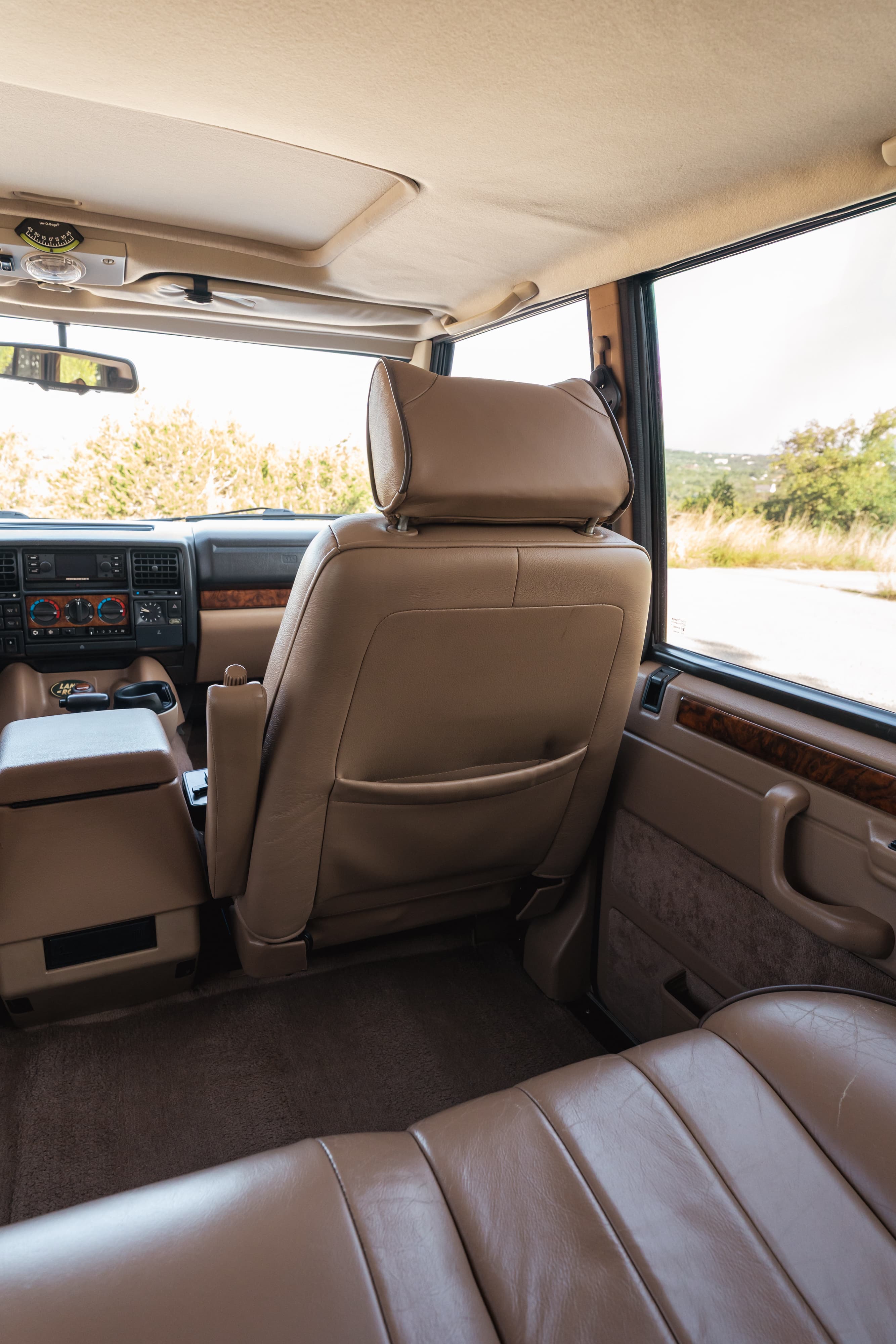 Interior of a 1995 White Land Rover Range Rover County Long Wheel Base in Austin, TX.