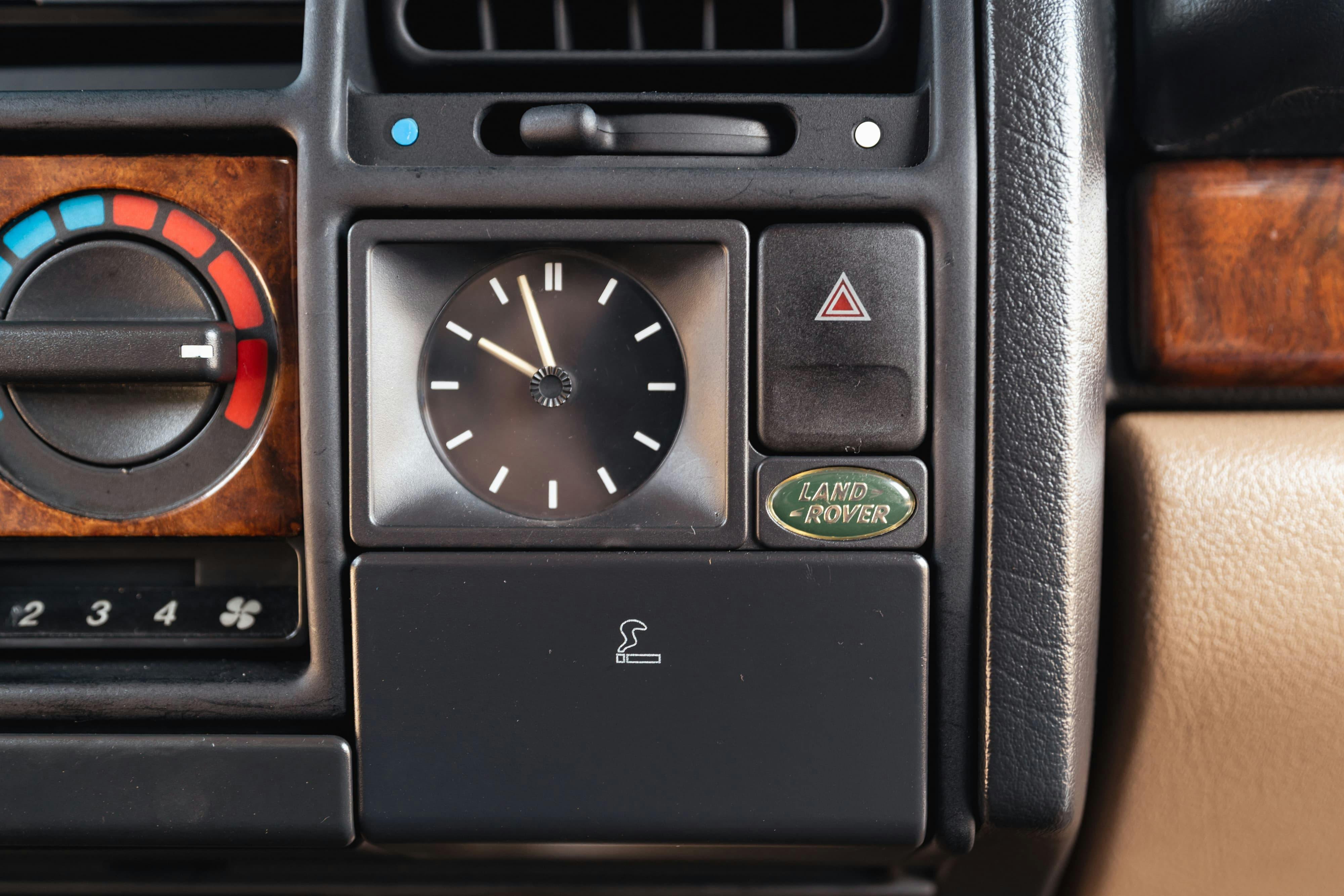 Interior of a 1995 White Land Rover Range Rover County Long Wheel Base in Austin, TX.