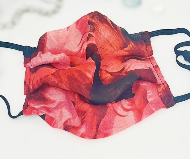 Rose Chiffon face mask, two layers face covering - alternate view
