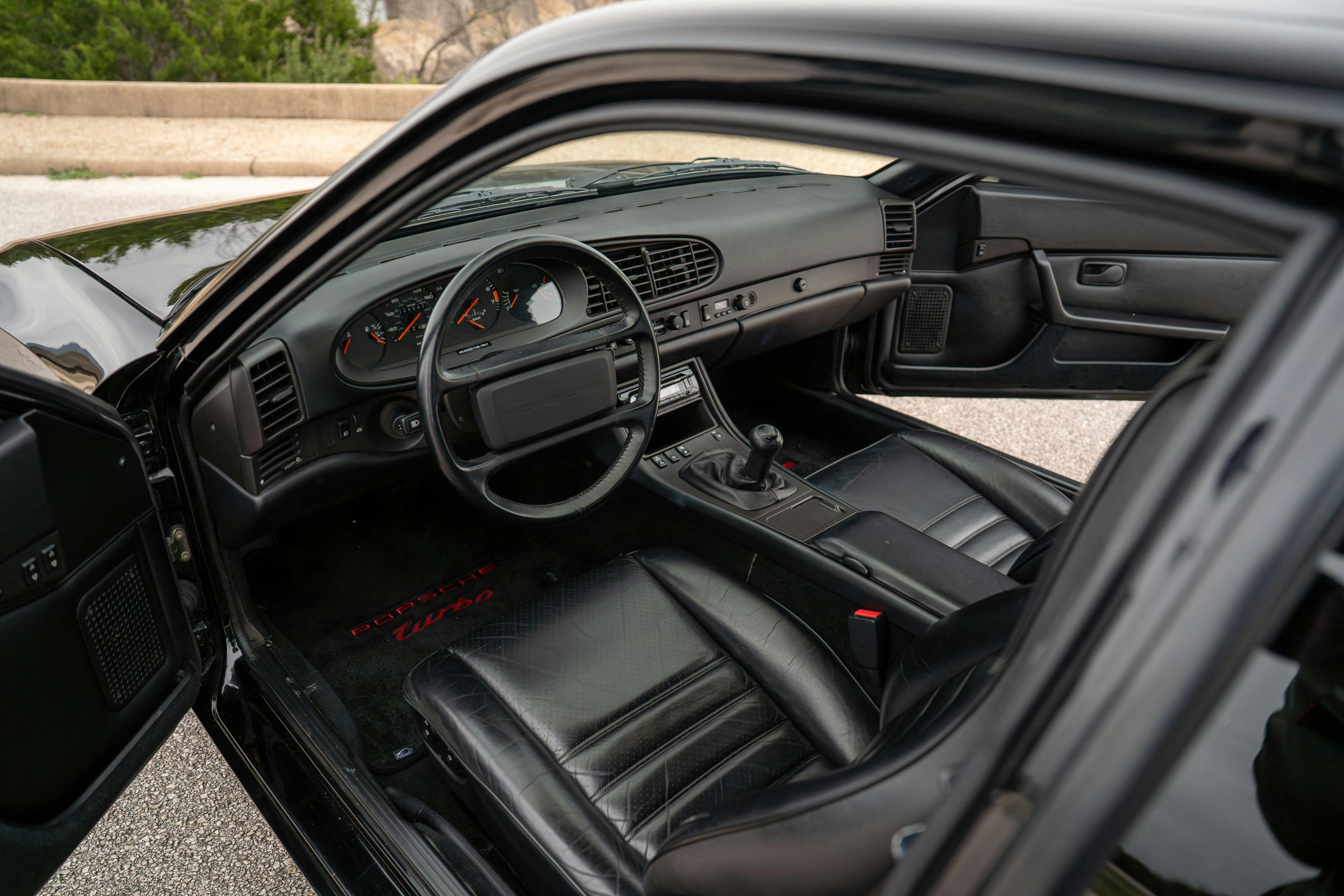 1986 Porsche 944 Turbo interior in Black on Black in Lakeway, TX.