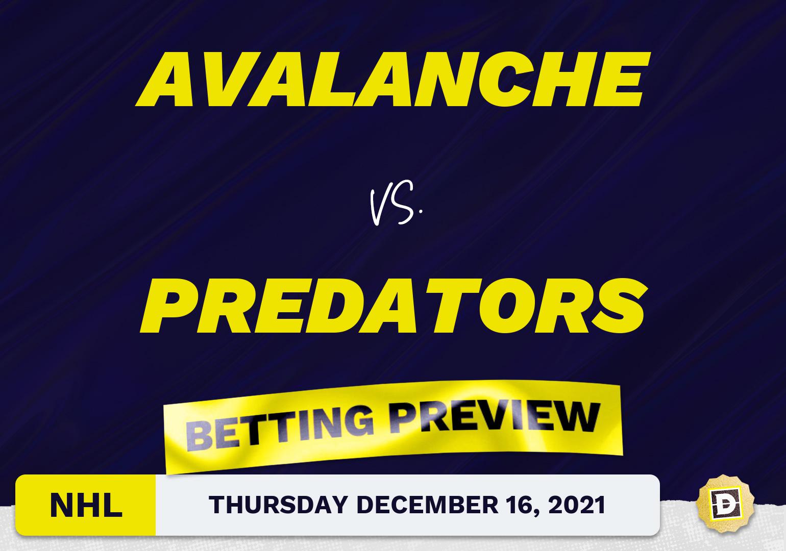 Avalanche vs. Predators Predictions and Odds - Dec 16, 2021