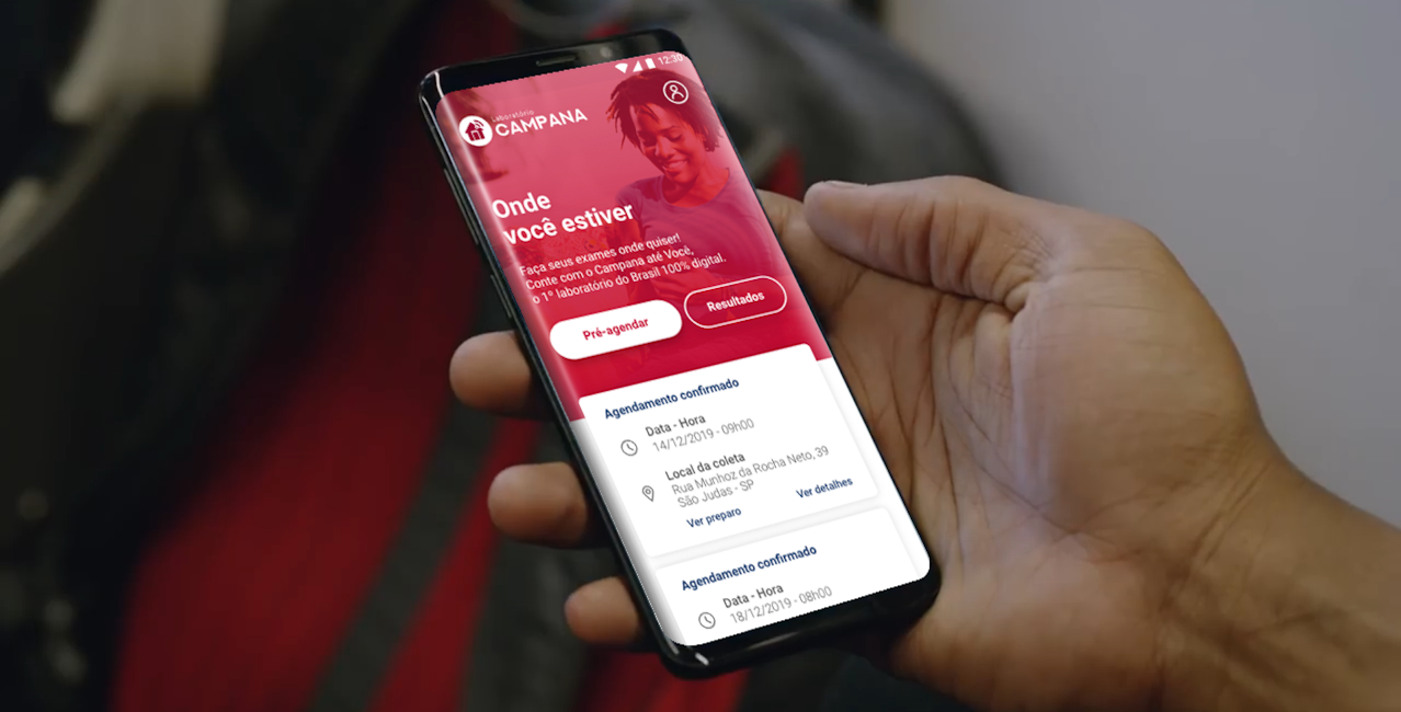 Imagem de um celular com o aplicativo Campana até você