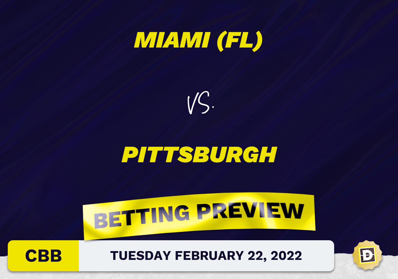 Miami (FL) vs. Pittsburgh CBB Predictions and Odds - Feb 22, 2022