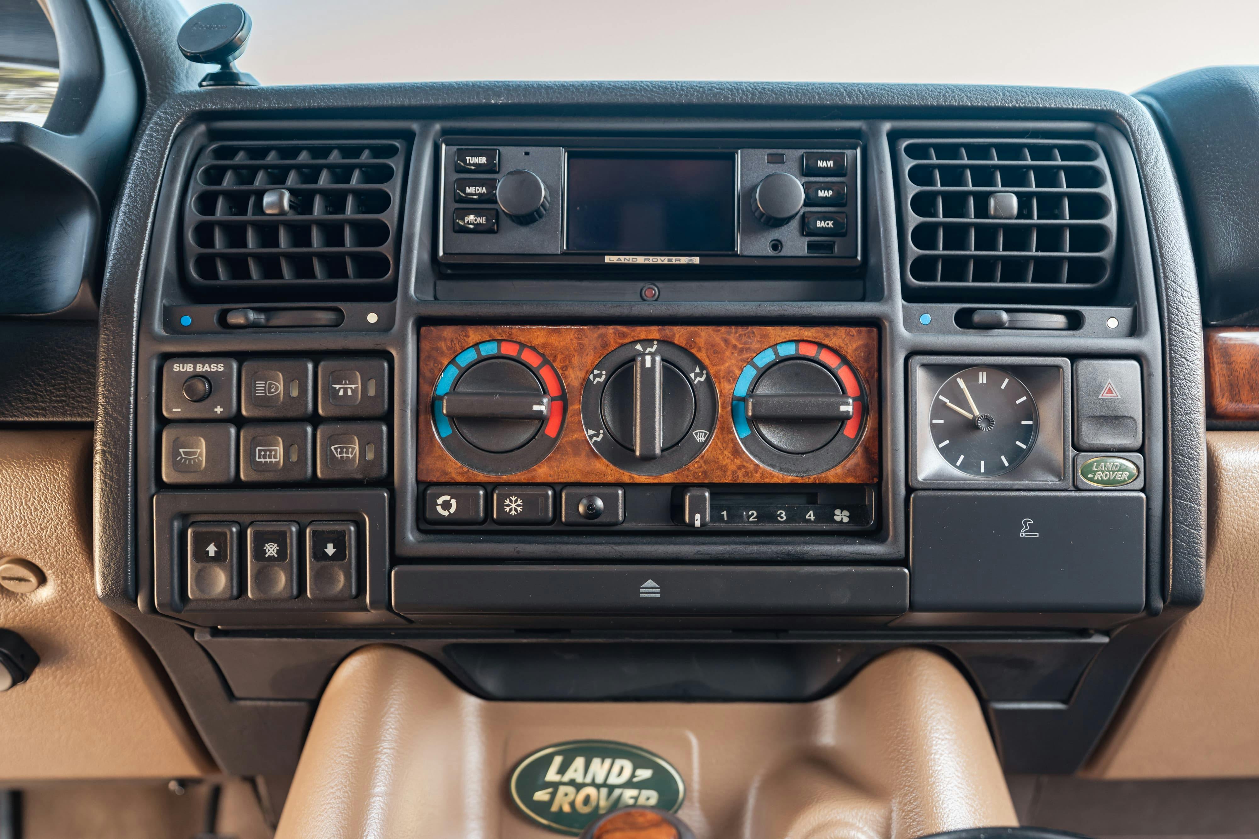 Interior of a 1995 White Land Rover Range Rover County Long Wheel Base in Austin, TX.