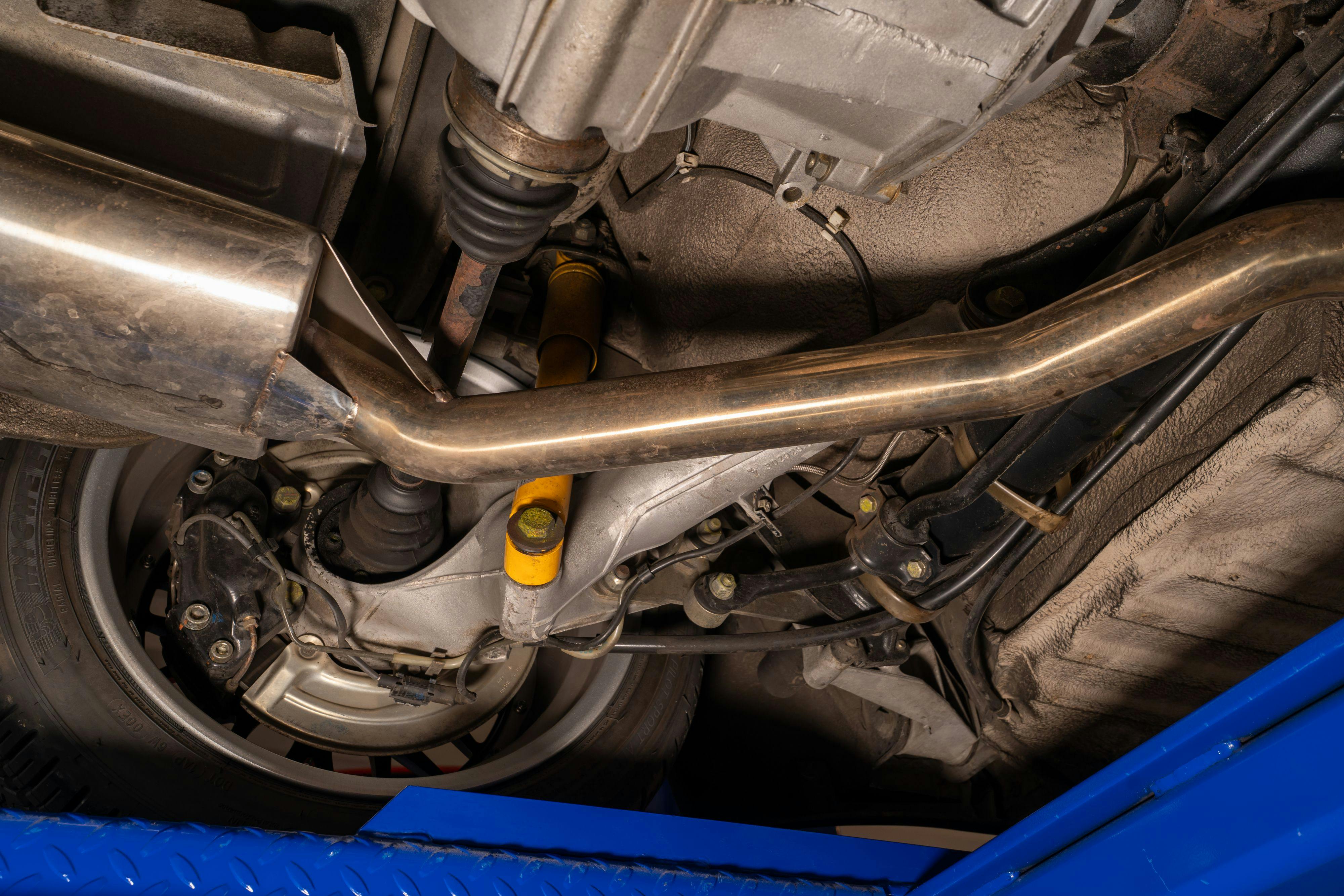 1986 Porsche 944 Turbo underbody in Black on Black in Lakeway, TX.