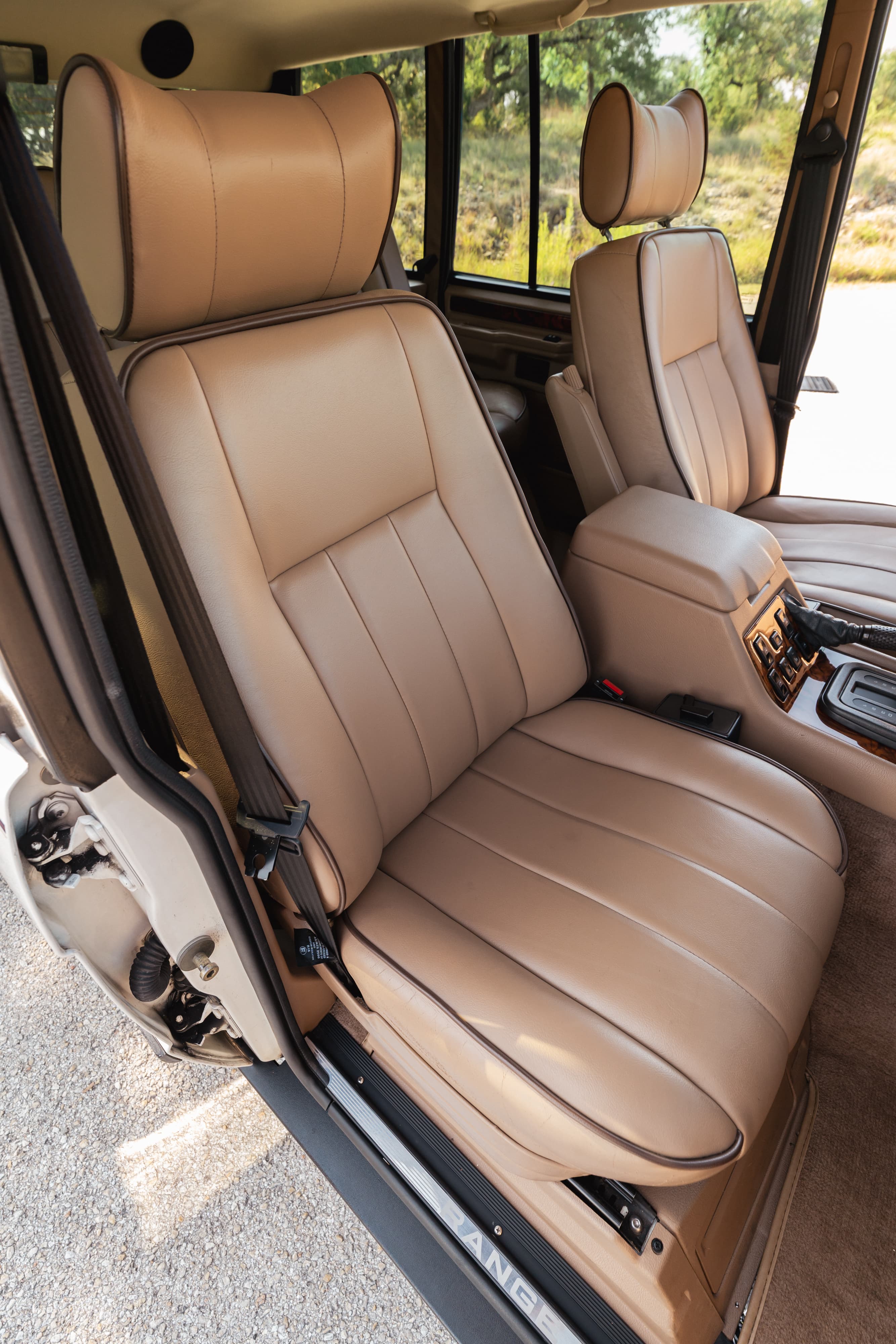 Interior of a 1995 White Land Rover Range Rover County Long Wheel Base in Austin, TX.