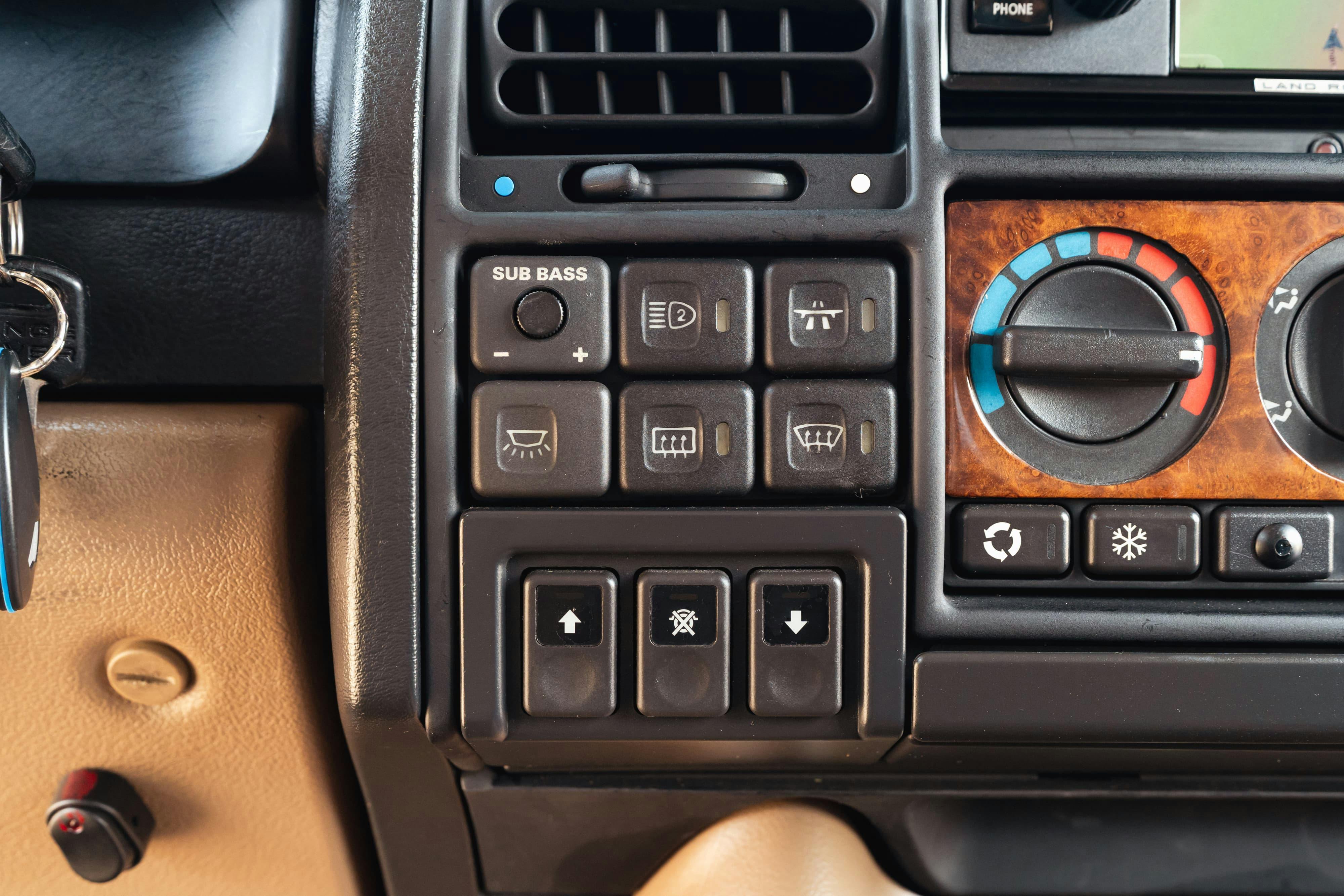 Interior of a 1995 White Land Rover Range Rover County Long Wheel Base in Austin, TX.