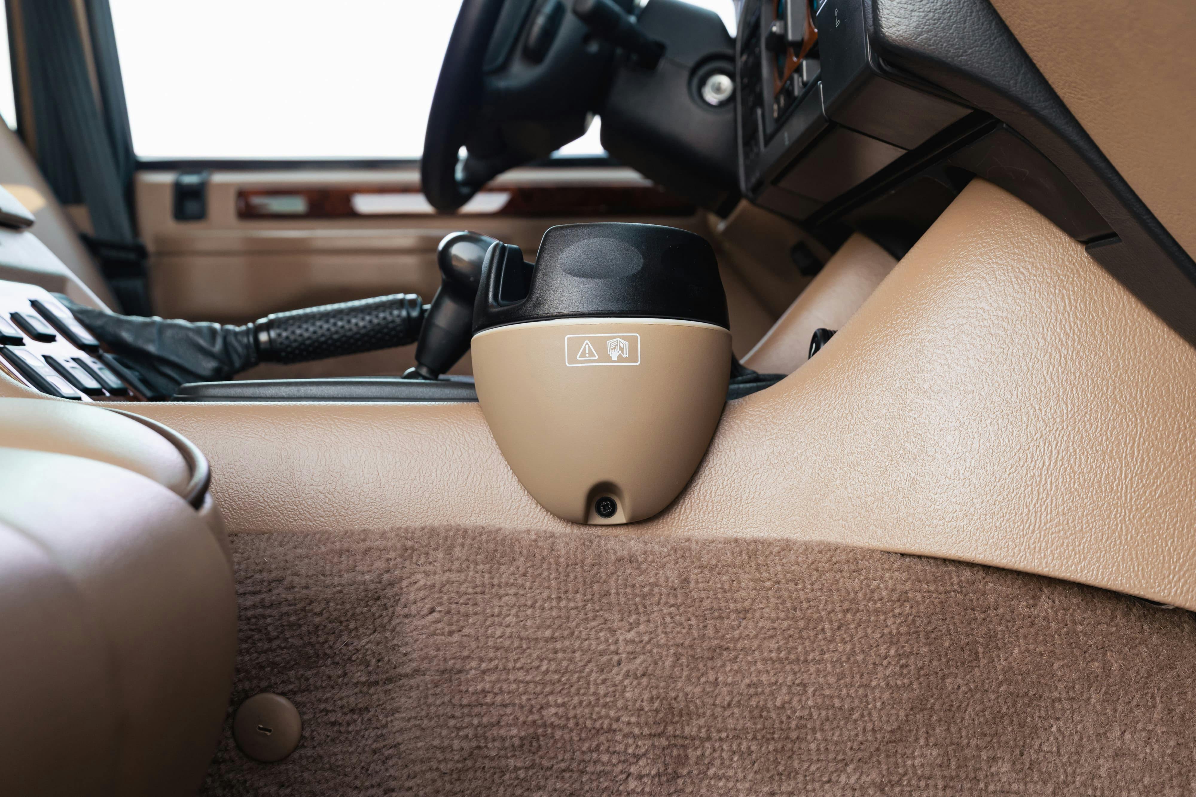 Interior of a 1995 White Land Rover Range Rover County Long Wheel Base in Austin, TX.