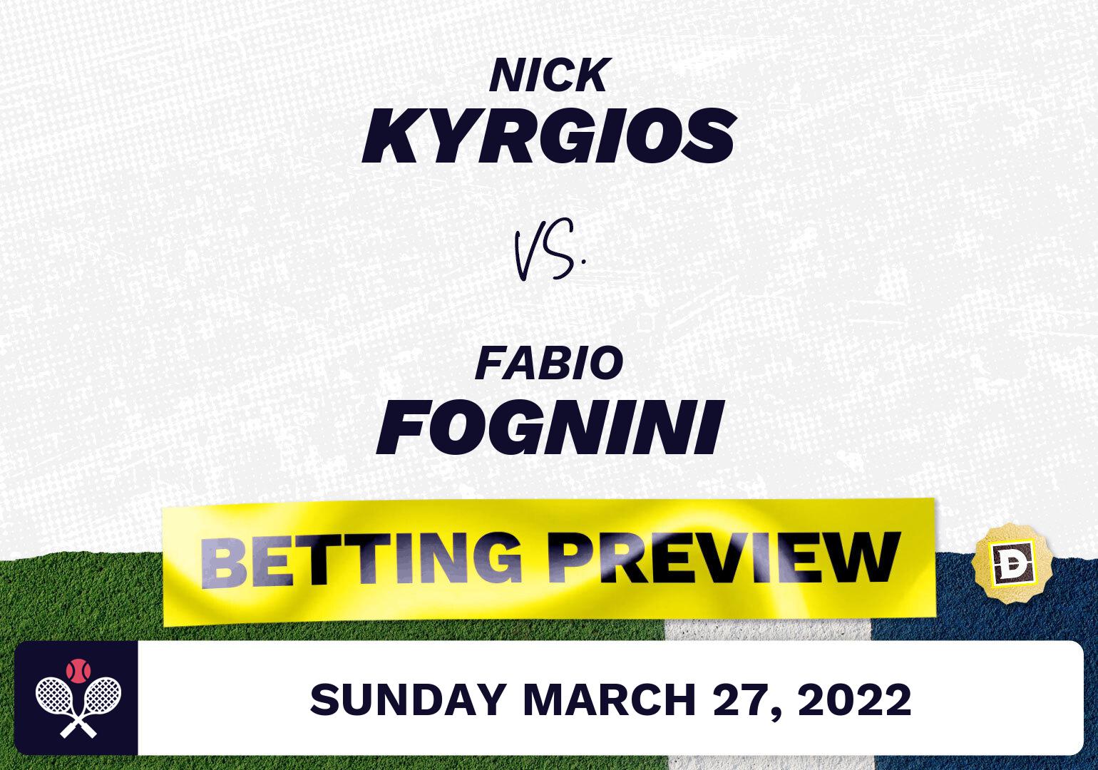 Nick Kyrgios vs. Fabio Fognini Predictions - Mar 27, 2022