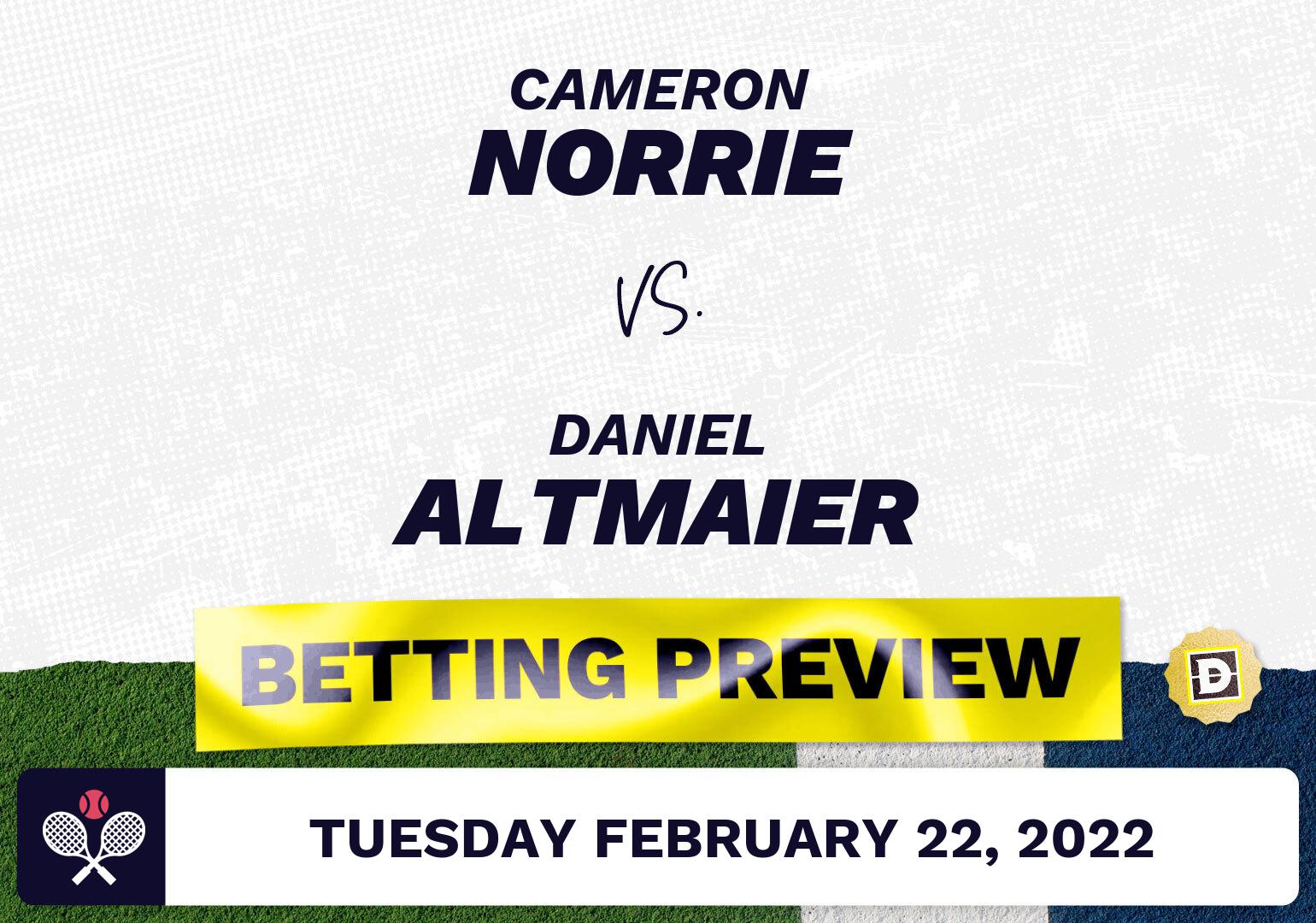Cameron Norrie vs. Daniel Altmaier Predictions - Feb 22, 2022